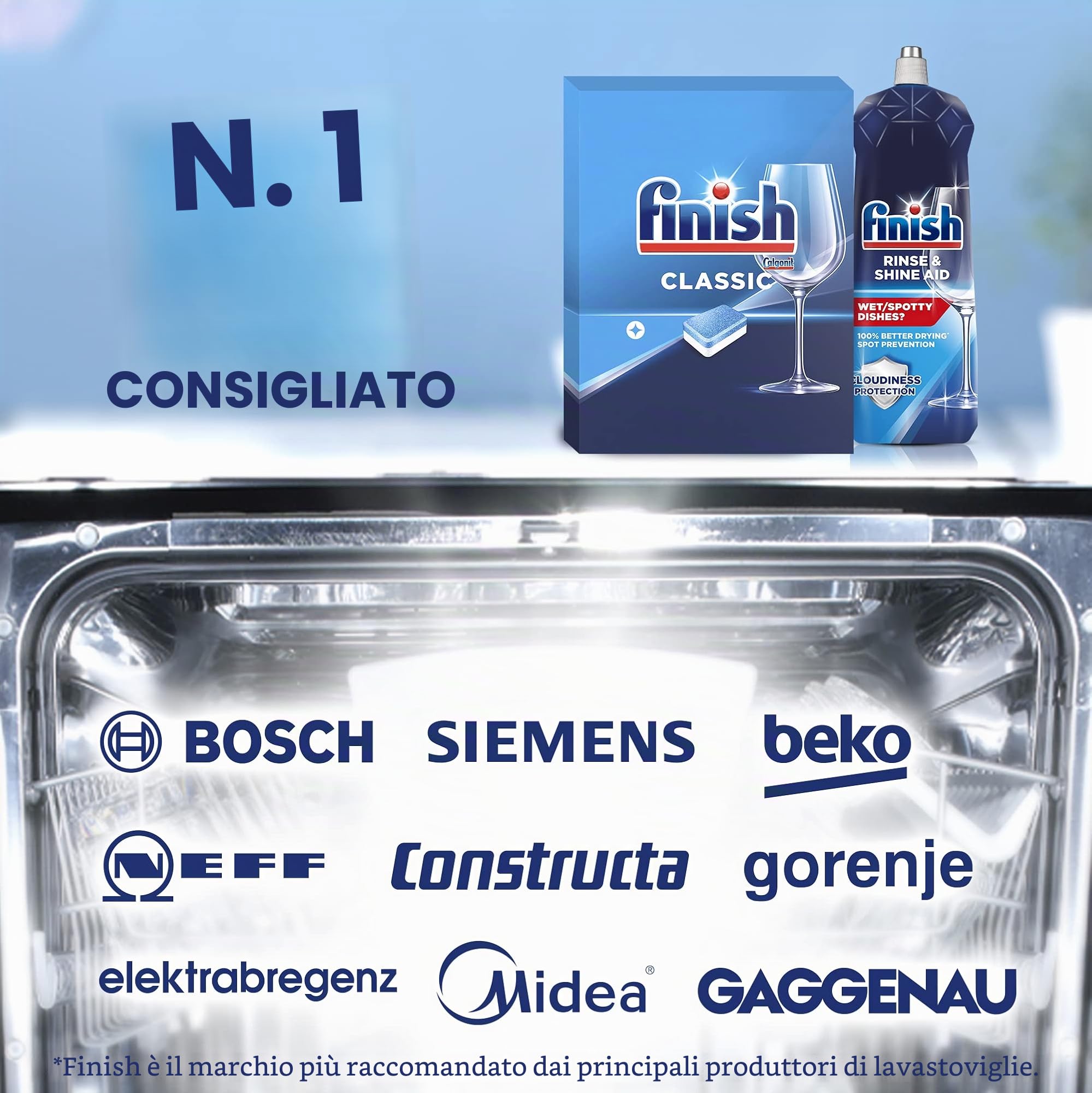 Finish Classic Spülmaschinentabs, phosphatfrei – Geschirrspültabs für die Basis-Reinigung des Geschirrs – Sparpack mit 210 Finish Tabs