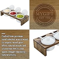 Vista 6 de MyGift Juego de Servir de Condimentos de 10 Piezas Incluye Bandeja de Presentación Elevada de Madera Sólida de Acacia Premium y 3 Cuencos
