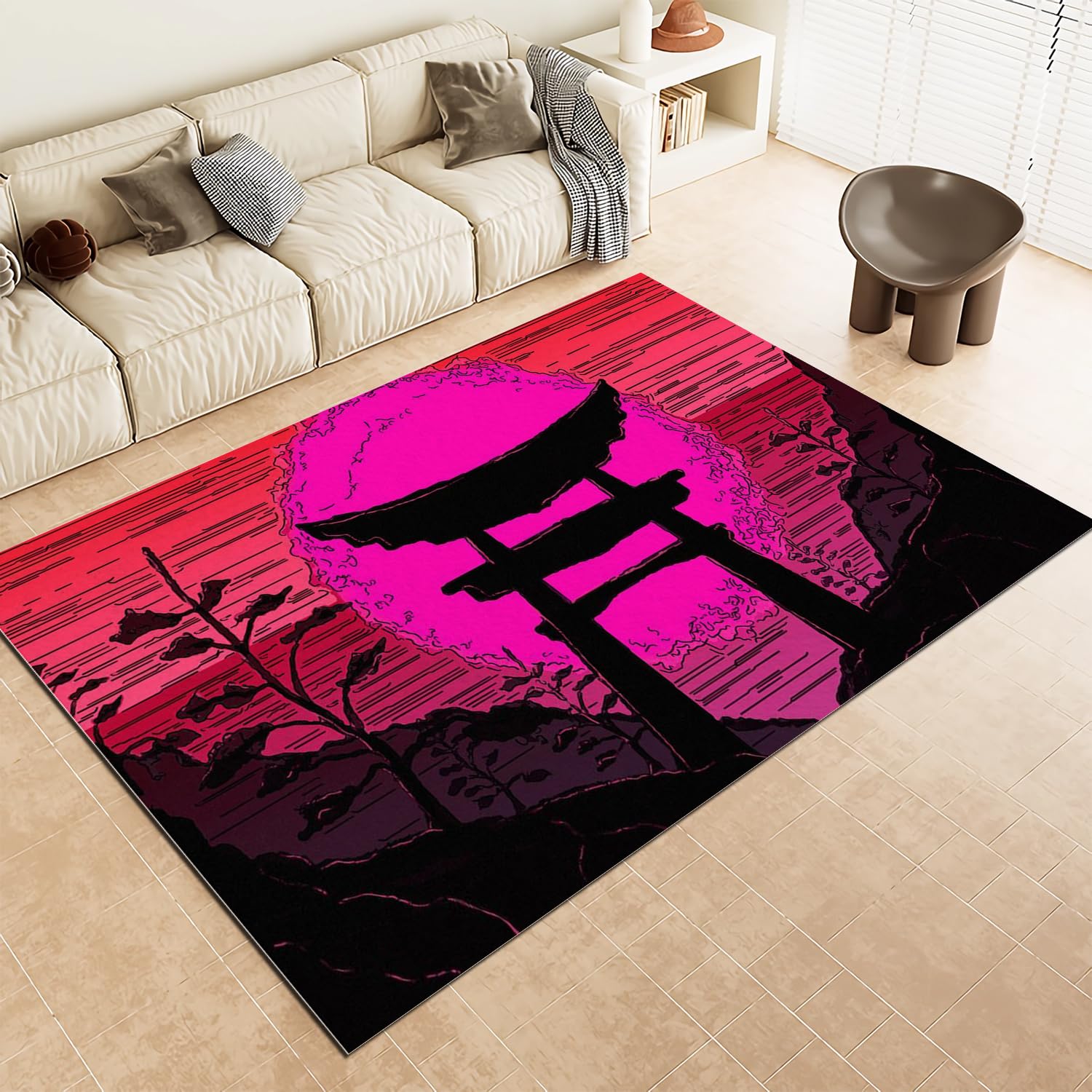 Tapis Japonais au style Torii crépuscule pour décorer une chambre ou un balcon