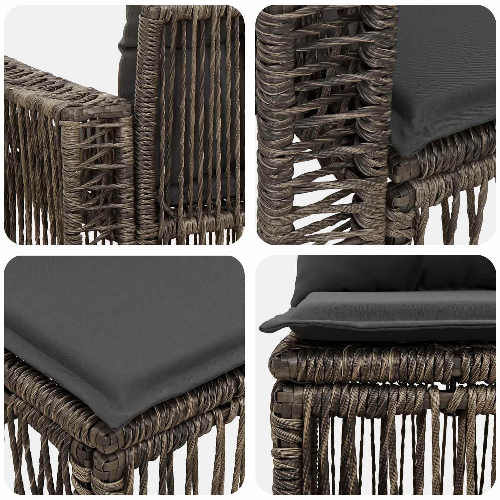 Set di divani da giardino in polyrattan, 9 posti, grigio | Salotto angolare modulare per esterni per terrazza e giardino, con comode imbottiture e robusto telaio in acciaio.