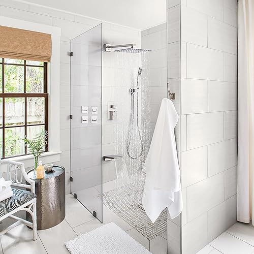 Miniatura 2 de Juego completo de grifo de ducha con sistema de ducha de boquilla de bañera, montado en la pared con cabezal de ducha de lluvia de 8 pulgadas y