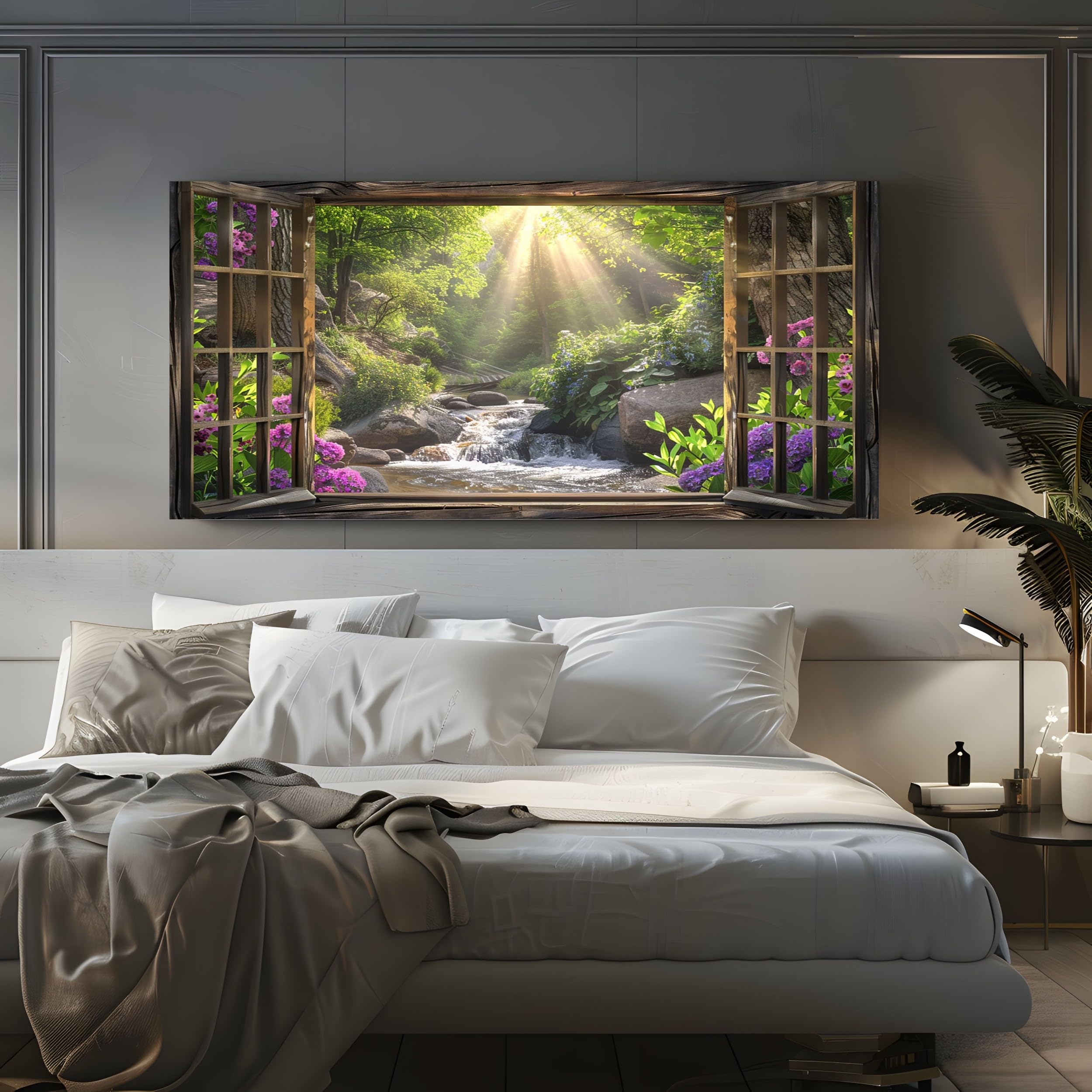 Pittura Moderna su Tela Bosco Naturale con Cornice 60x120 cm