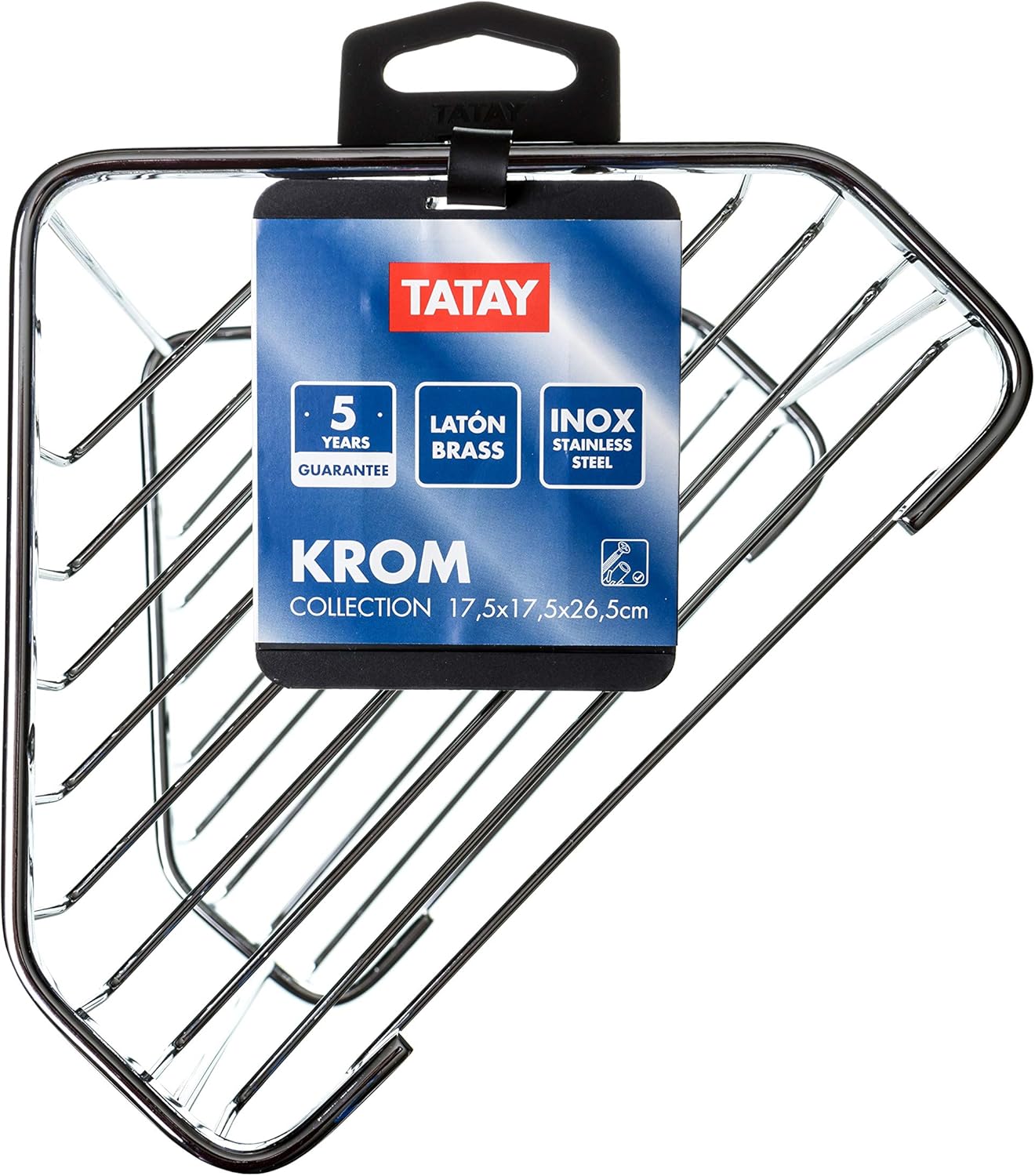 Tatay "Krom Double Corner Storage Basket, Chrome, 200 x 150 x 270 cm