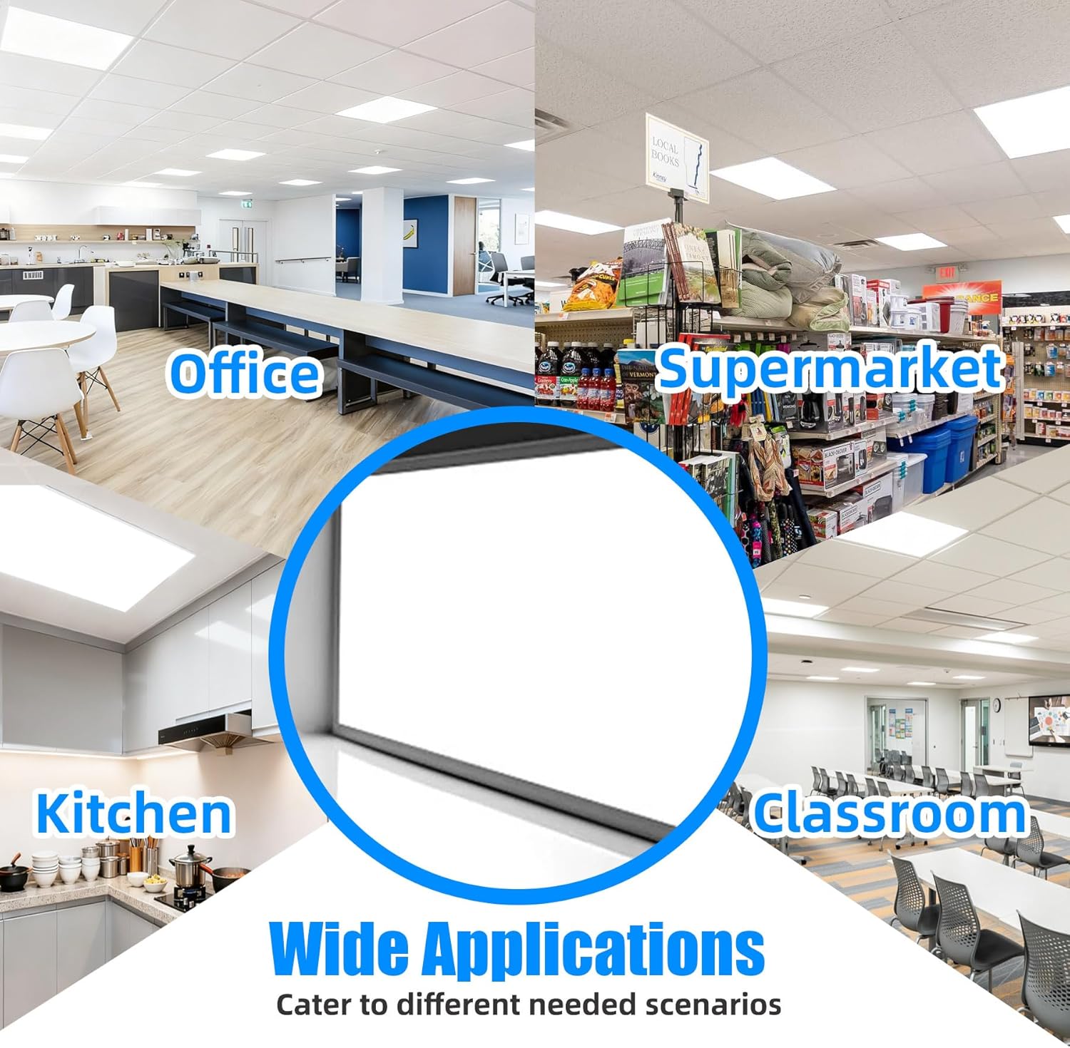 2x4 LED Flat Panel Light,12 Pack 7800 LM Drop Ceiling Office Light Fixture,5000K Commercial Lights,0-10V Dimmable, 2x4 Recessed Edge-Lit Troffer Fixture for Office Kitchen,ETL Listed