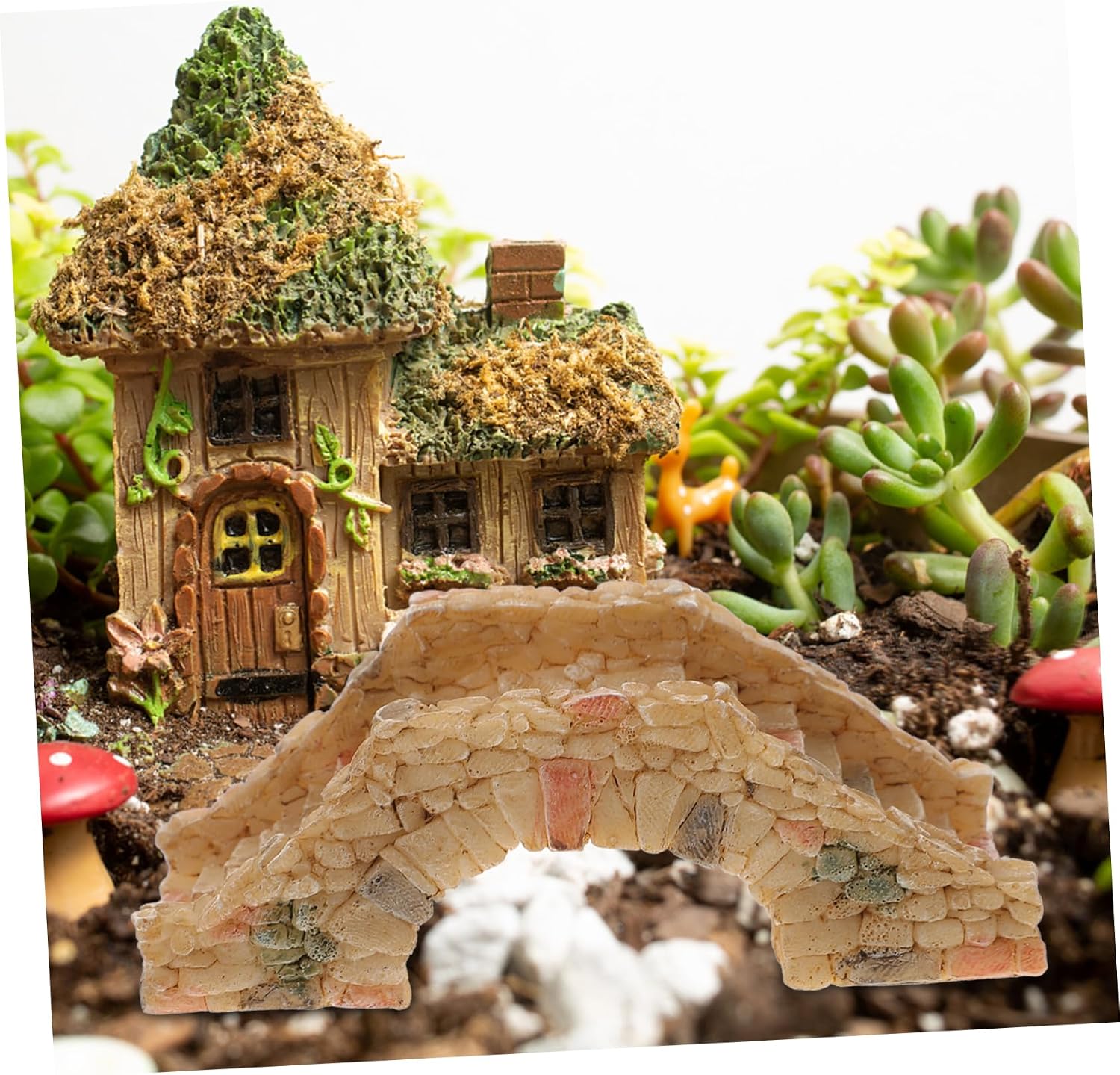 ibasenice Miniature Resin Bridge Figurine for Garden Bonsai DIY Layout