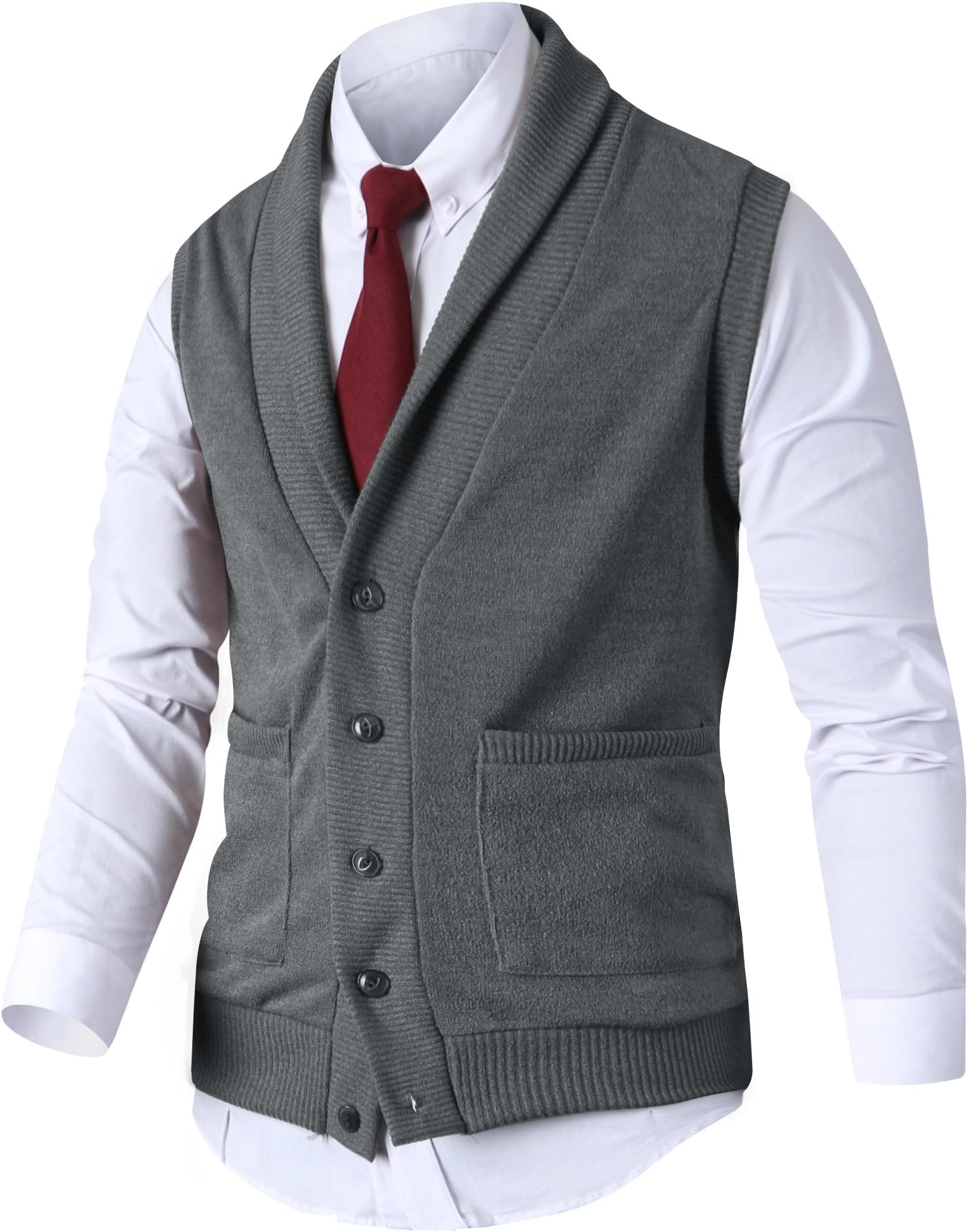 HARRISON83 Mens Slim Fit Shawl Knitted Pullover Sweaters Cardigan Vest