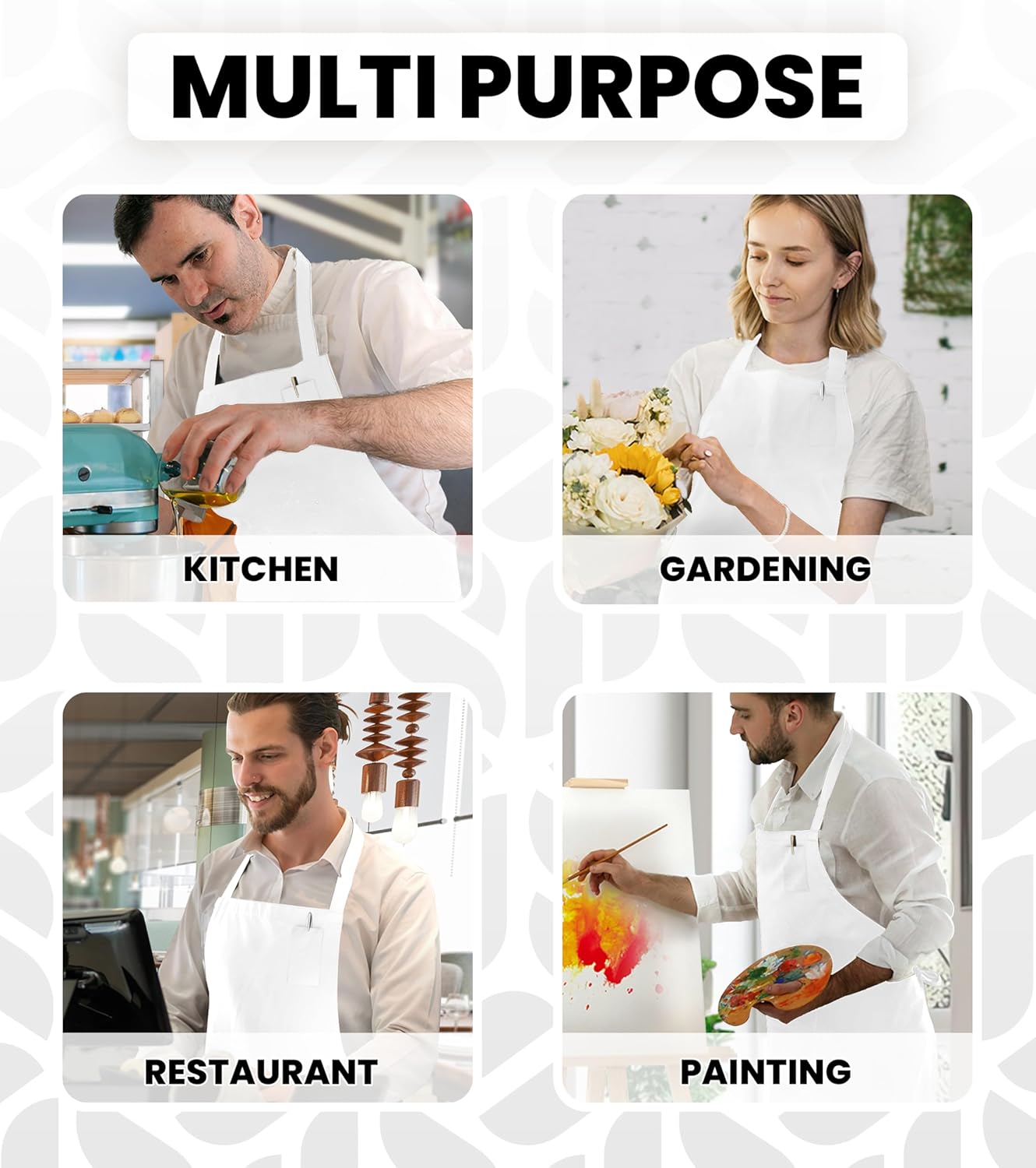 Avalon メンズキッチンエプロン - 100%ポリエステルシェフエプロン レディース 3つのポケット付き - 女性用&amp;男