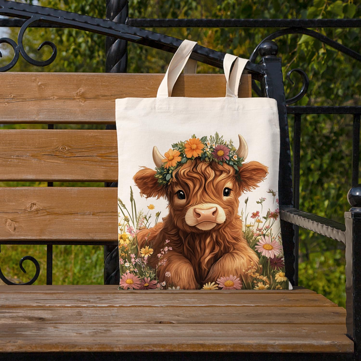 YOU FOUND ME Canvas Tote Bag for Women, Cute Cat Print Cotton Bag for Book Lovers, Bookworm Gifts Grocery Shopping Bag - Image 6