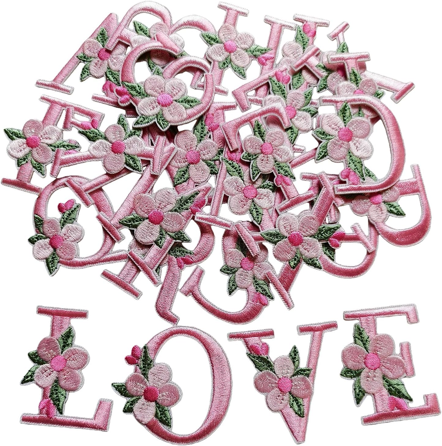 37Pcs Iron on Letters and Numbers Patches, Blue Flower Alphabet Embroidered Patch A-Z, Numbers 0-9 Applique for Clothes Hats Bags Jackets Jeans DIY Decoration