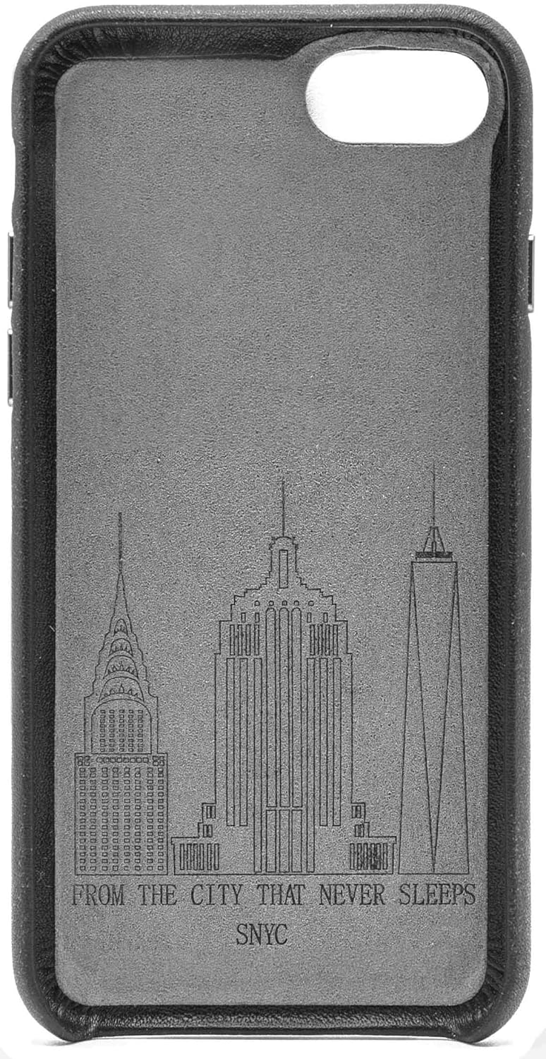 Genuine Cowhide Black Leather Cell Phone Case for iPhone 8 Plus