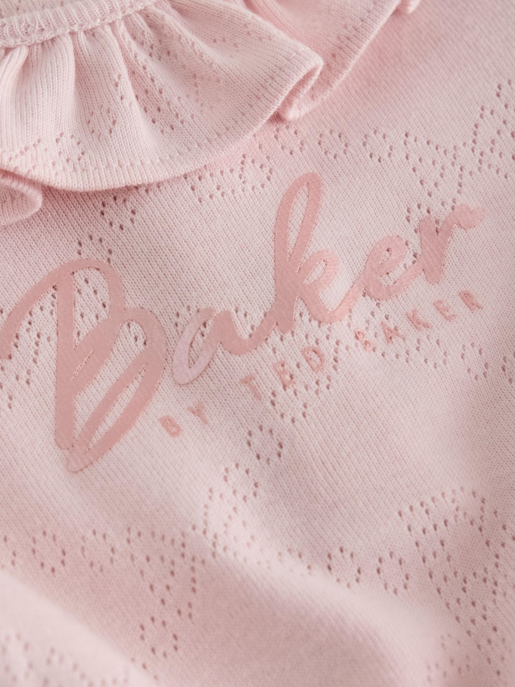 Noworodki dziewczynki Zestaw 2 biało-różowych ażurowych body Baker by Ted Baker