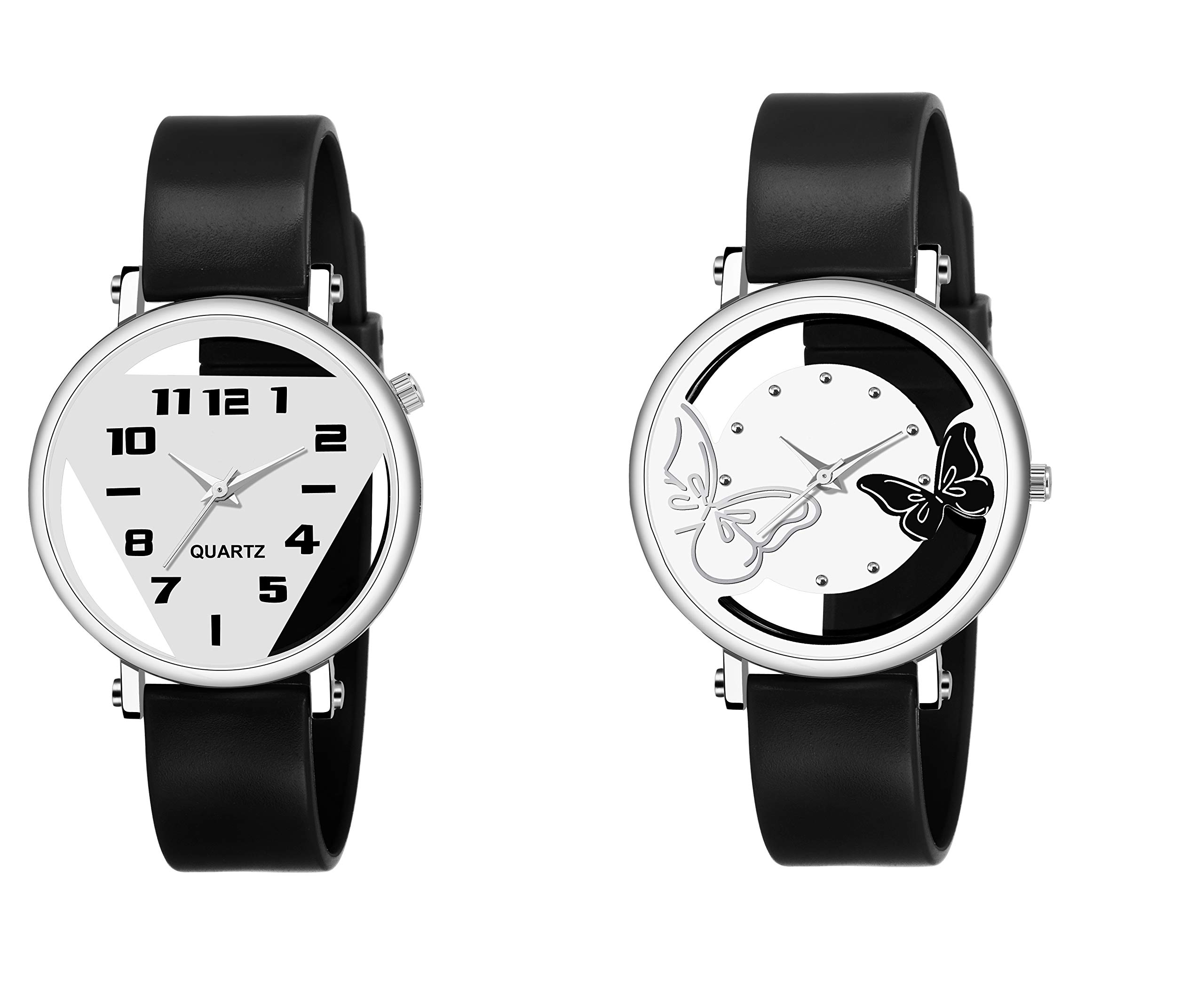 NiyatiFabWhite Dial with Dual Battery & Tikon Black Strap Open Dial for Girl Analog Watch - for Girls & Women (B07X7QP7J6) Amazon Price History, Amazon Price Tracker