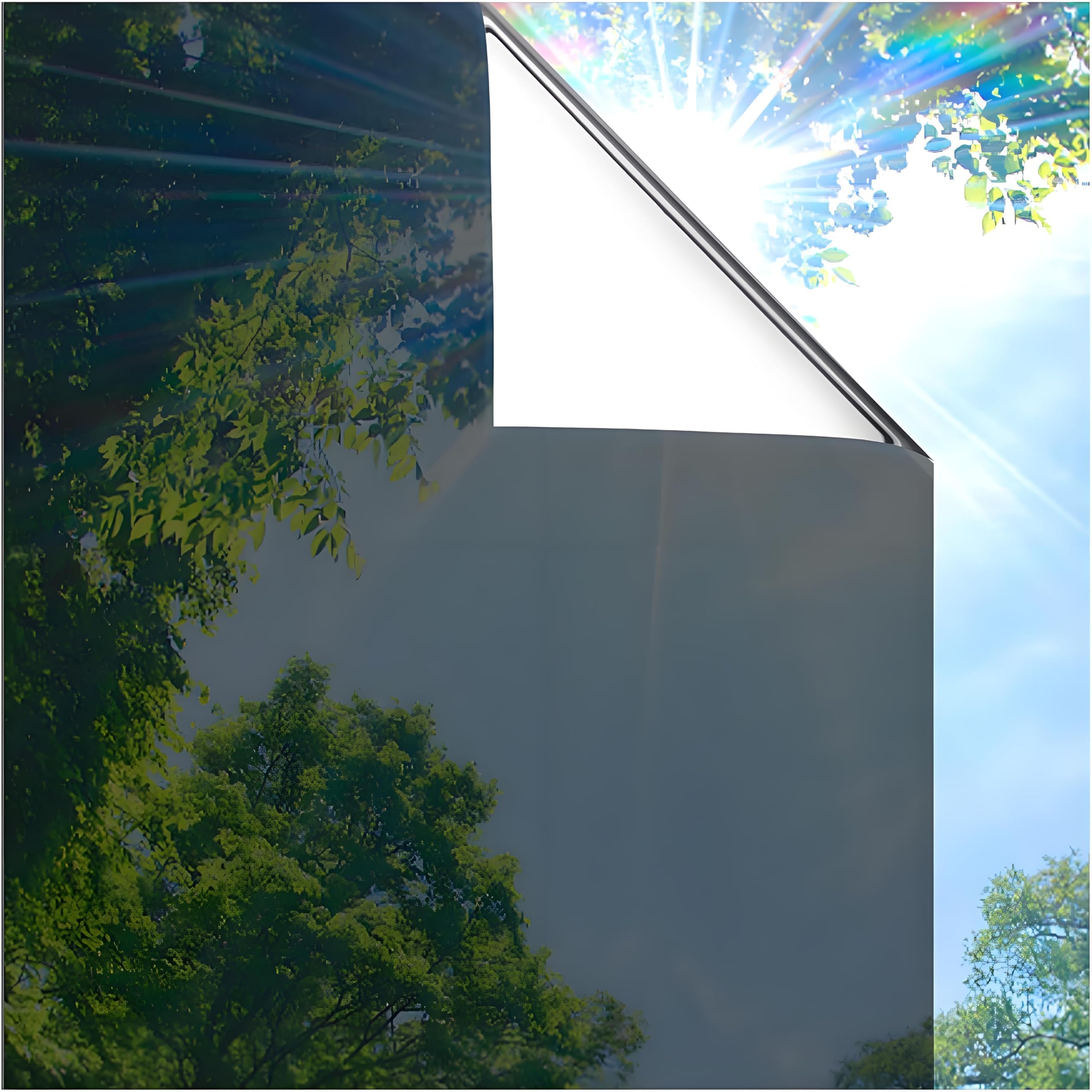Coavas One Way Privacy Window Film, Heat Control Window Tint for Home, Sun Blocking Reflective Window Film See Out Not in, Anti UV Static Cling for Windows Office Door (Black, 45.2 Inch X 13.1 Feet)