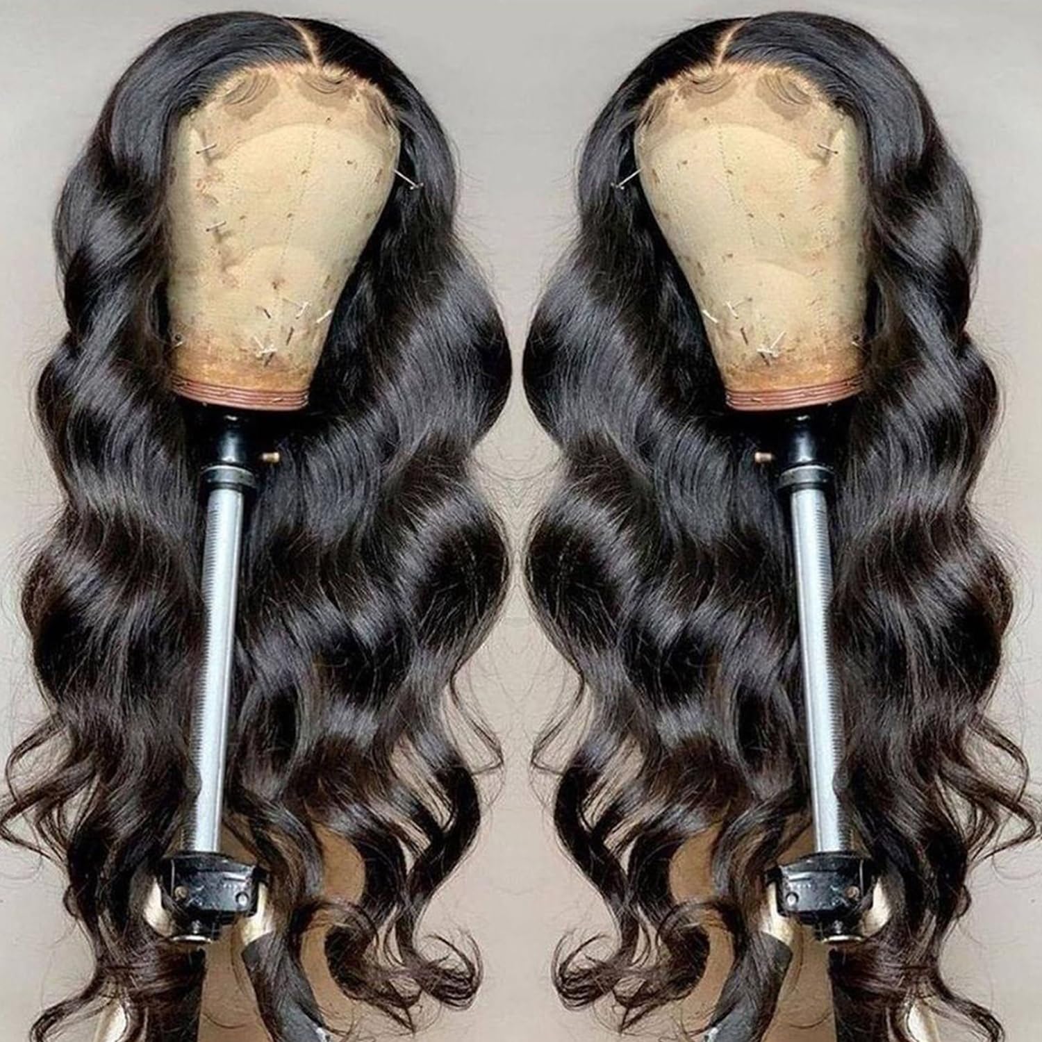 28 Inch Long Body Wave Human Hair Lace Front Wigs Pre Plucked Natural Black Color 13x4 HD Lace Ear to Ear Frontal Wig for Black Women Easy to Style (28 inch)