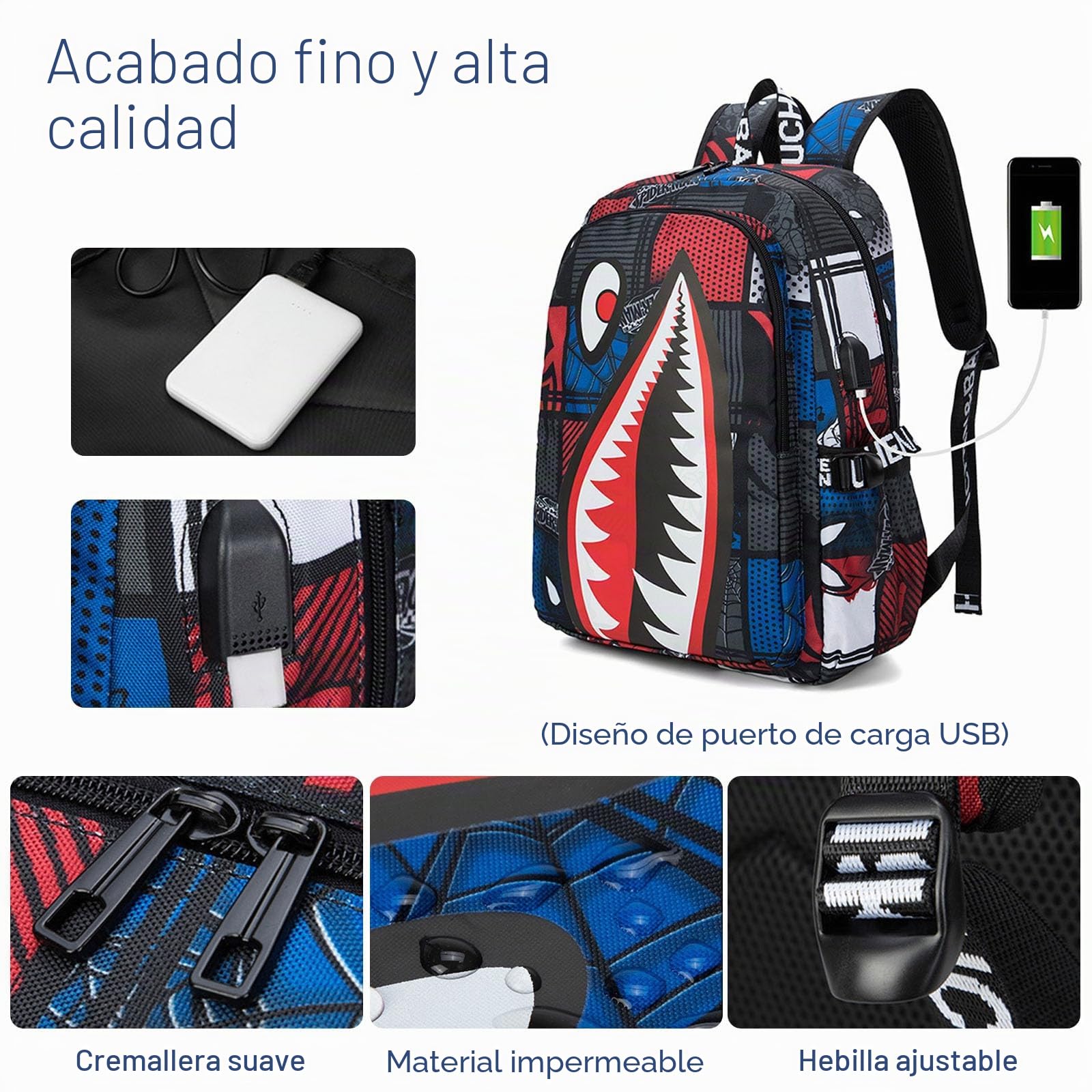 FANDARE Mochilas Infantiles Niños Galaxia Mochila Escolar con Puerto de Carga USB Adolescentes Mochila Colegio de Stitch Mochila Instituto para Niñas Mochila Casual Mochilas Instituto