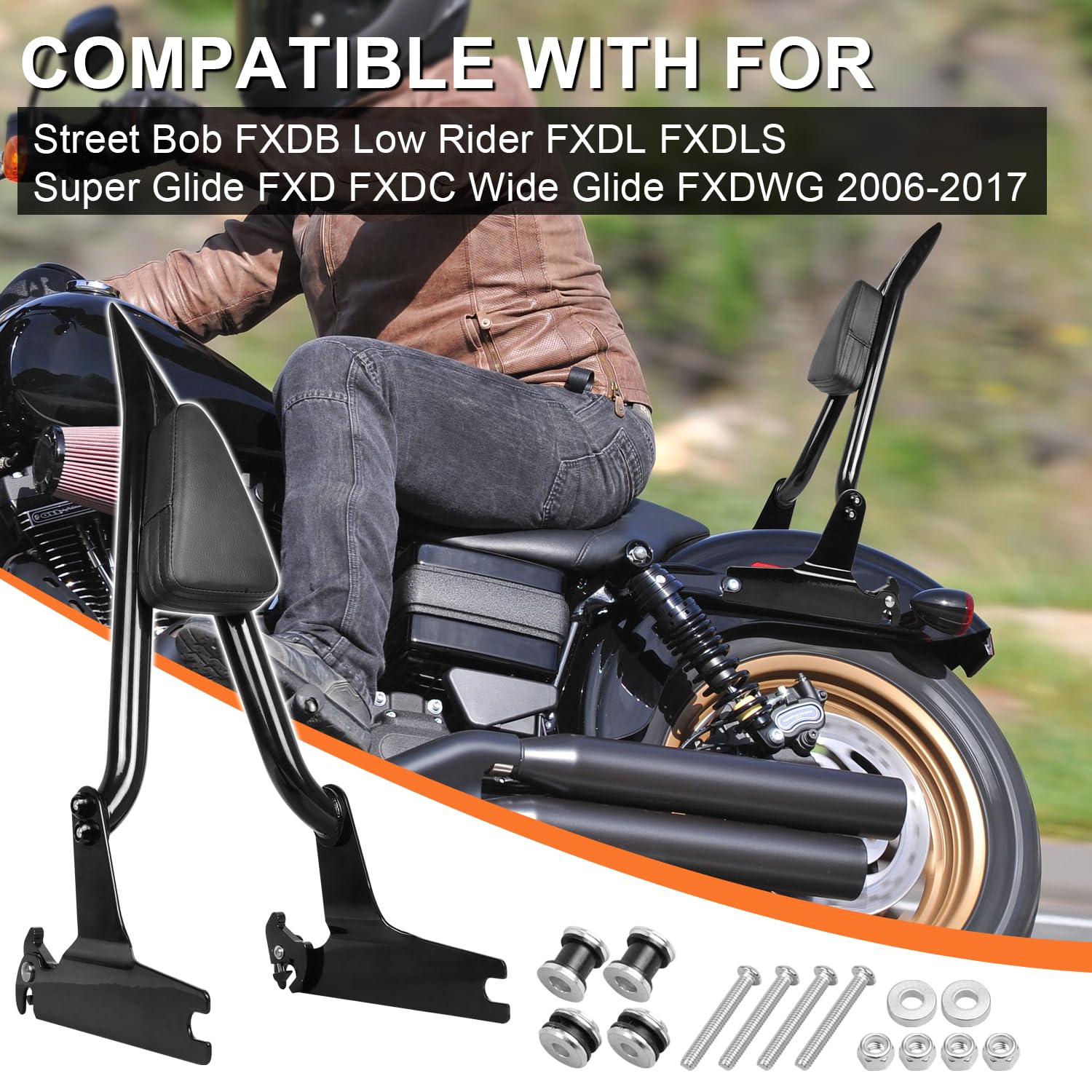 Detachable Backrest Sissy Bar For Dyna Low Rider Wide Glide - View #8