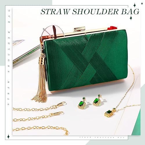 Vista 9 de Jadive Juego de 3 monederos de mano para mujer, bolso de noche, para boda, vintage, banquete, aretes, collar