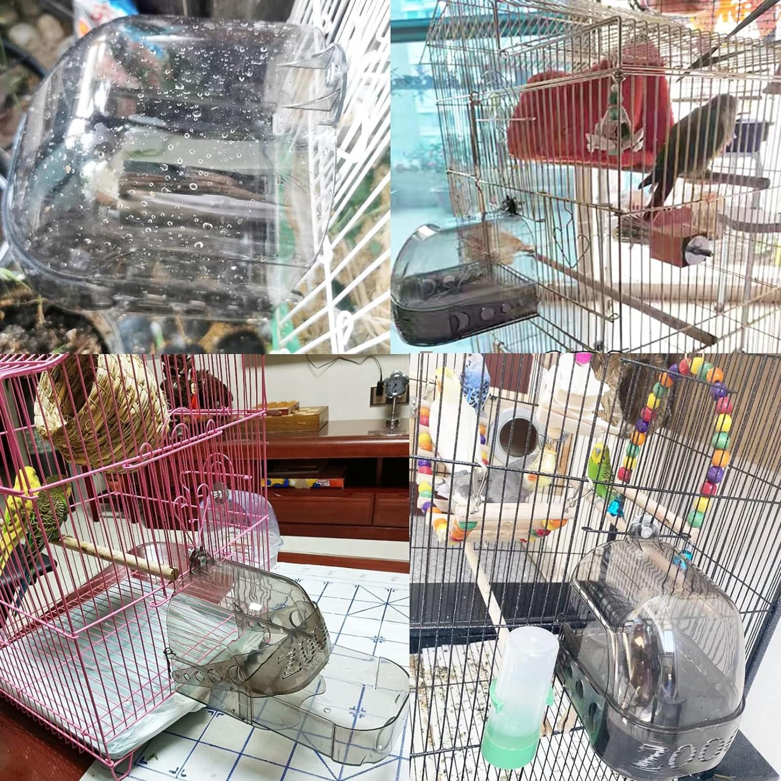 Bain d'oiseau Suspendu Cube Bain d'oiseau Baignoire boîte de Bain Mangeoire à Oiseaux pour Fenêtres Bain d'oiseaux canaris alouettes perroquets cacatoès tourtereaux perroquets Bain (Color : Grey)