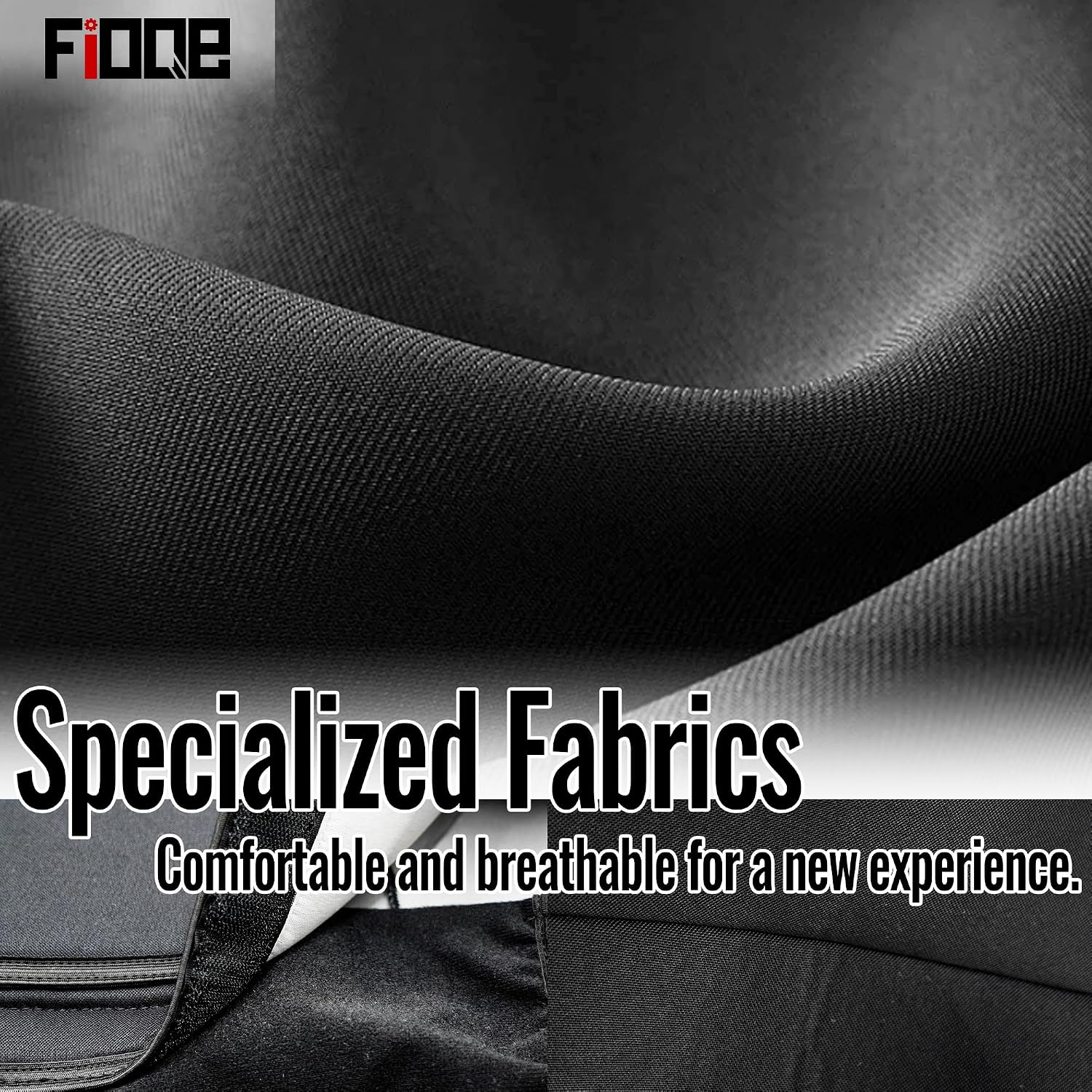Heavy-Duty Front Seat Covers for Chevy Silverado & GMC Sierra 1500 2015 2016 2017 2018 Durable Cloth Composite Foam with Headrest and Console Covers- Black