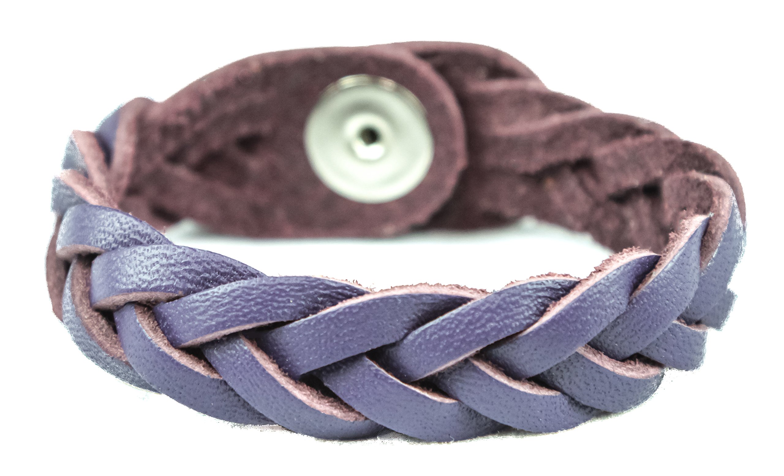 Genuine Leather Essential Oil Diffuser Bracelet (Small/Kids, Purple)