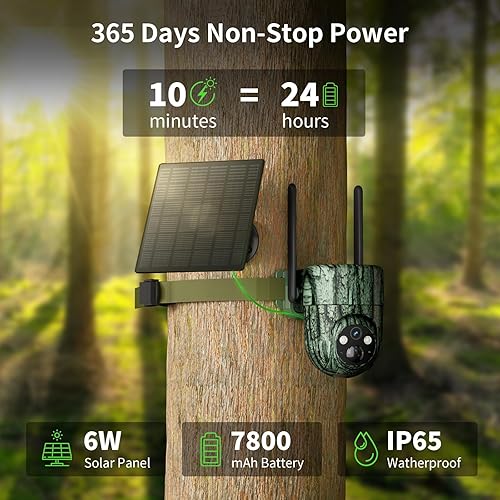 Miniatura 3 de SEHMUA Cellular Trail - Paquete de 2 cámaras de juego alimentadas por energía solar 2K con plan de datos ilimitado, tarjeta SIM incorporada 4G LTE,