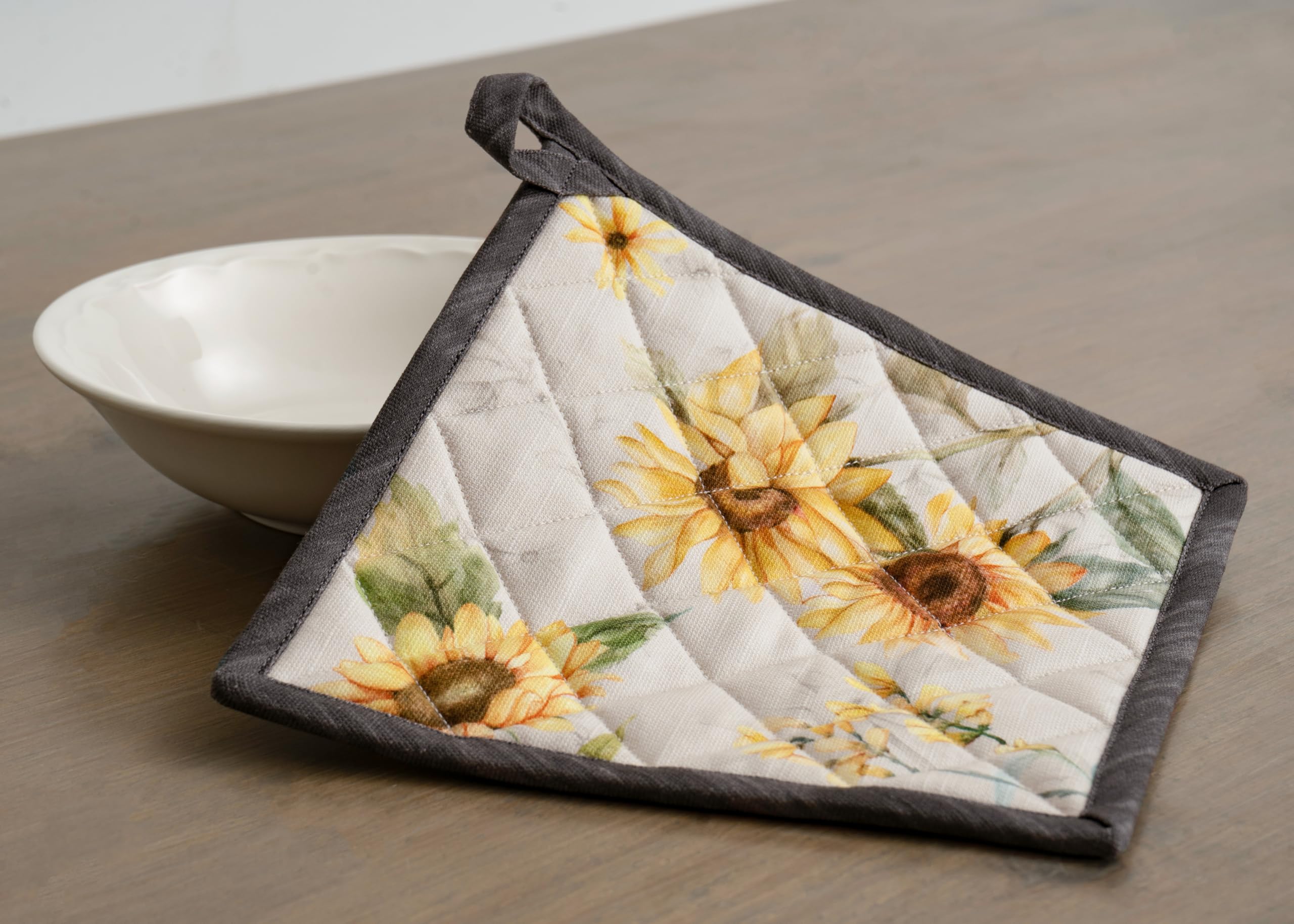 Maison d' Hermine Set di presine e guanti da forno in cotone 100% (19 x 33 cm e 20 x 20 cm) Guanti resistenti al calore con paste per maneggiare padelle calde Primavera Estate (Candice)