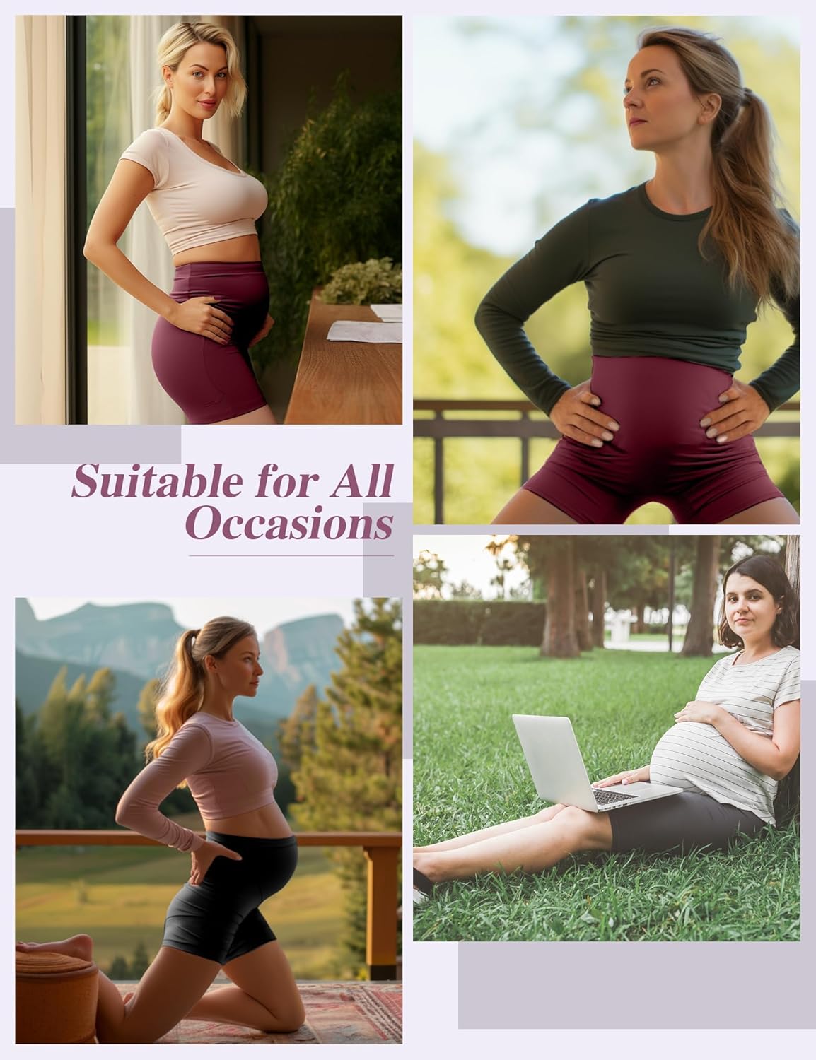 4 Pack Women's Maternity Shorts with Pockets Over The Belly Yoga Biker Pregnancy Workout Running Active Shorts - Image 6