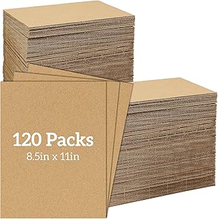 120 Pack 8.5 x 11 Corrugated Cardboard Sheets,Brown Flat Cardboard Sheets 3mm Thick Cardboard Inserts Flat for Crafts, Packing, Shipping, Moving, Mailing, DIY Art Projects