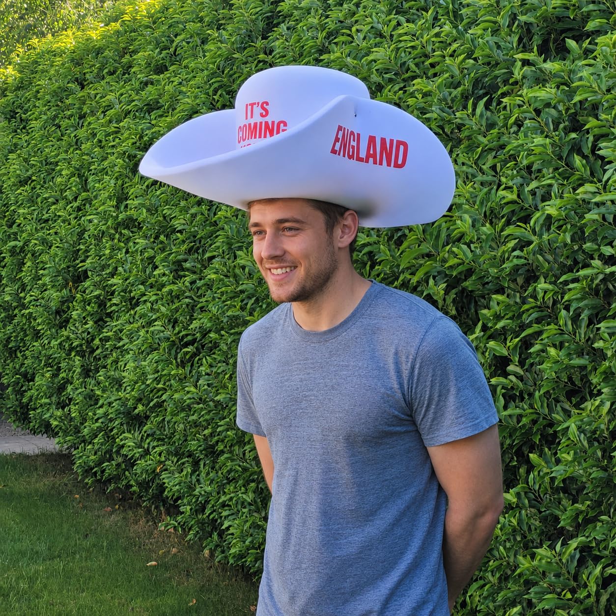 Cappello gigante da cowboy in schiuma da 58 cm, con scritta "It's Coming Home", cappello divertente oversize per tifosi dell'Inghilterra, accessorio per mondiali, euro e partite