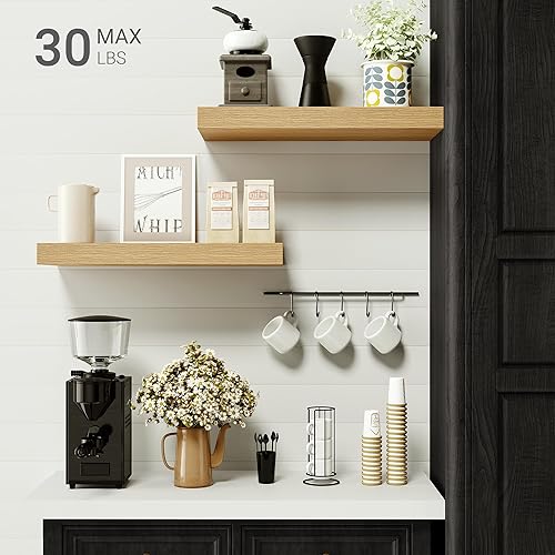 Miniatura 2 de Vivelove Estantes flotantes para montar en la pared, estante de 16 pulgadas para baño pequeño, dormitorio, sala de estar, cocina, decoración moderna
