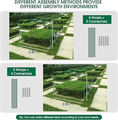 Miniatura 2 de 72 aros de jardín para camas elevadas, 12 juegos de aros de invernadero de 8 pies, túnel de cultivo, marco de aros de jardín de fibra de vidrio