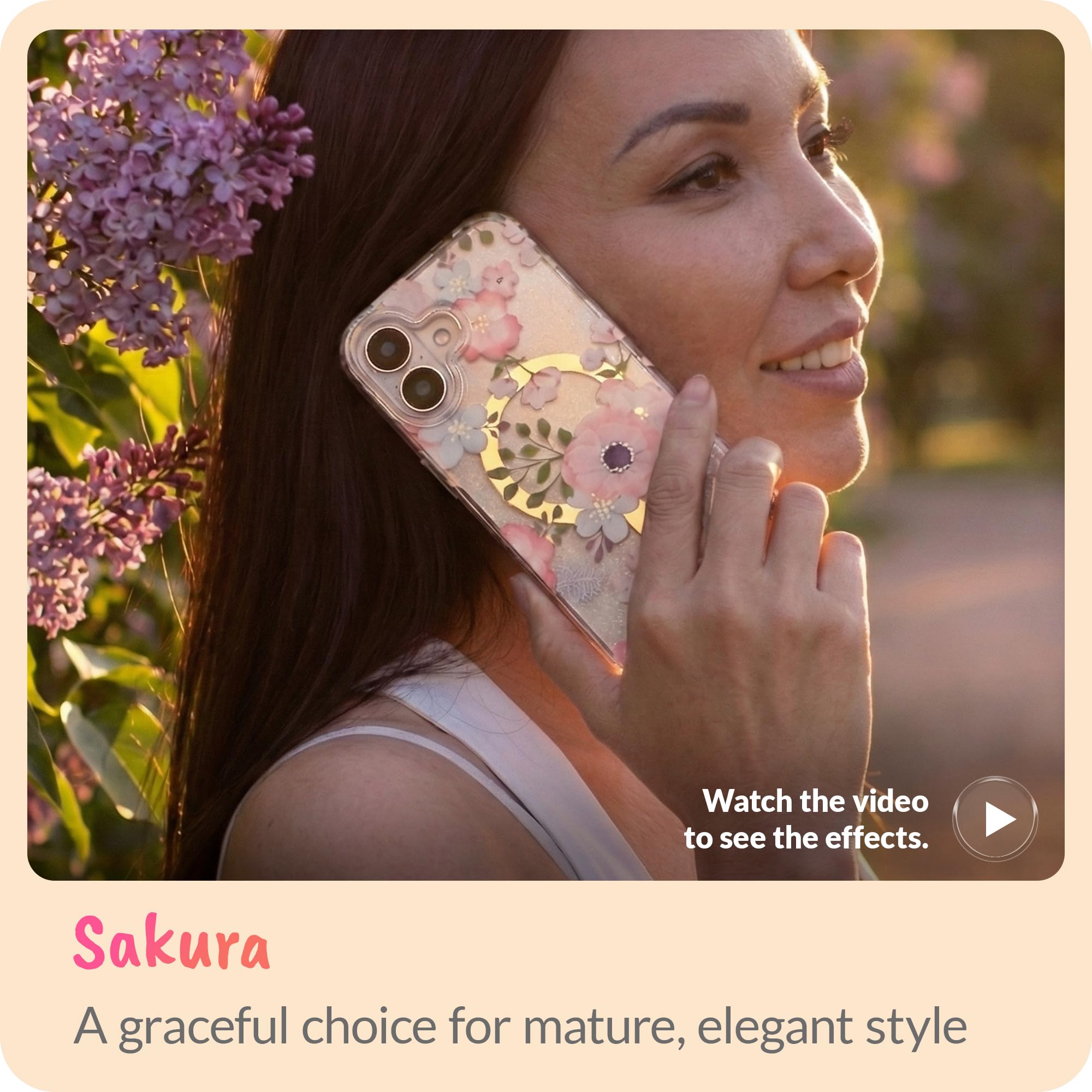 LONLI Hue - Elegante funda magnética para teléfono con diseño floral