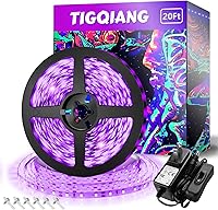 Vista 8 de Tira de luz negra, 79 pies/78.7 ft de luz negra flexible con kit, 1440 cuentas de lámpara, luz LED de 12 V, decoración de Navidad de Halloween,