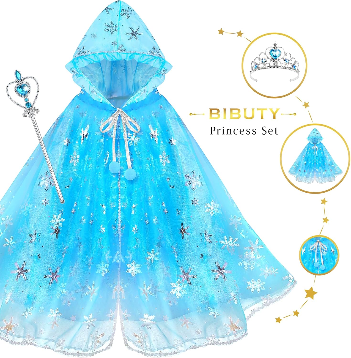 Kids Makeup Kit for Girls Dress Up for Girls, BIBUTY Pretend Play Fake Makeup Set with Princess Dress Cape Princess Shoes Crown, Princess Toy Gift for 3-6 Toddler Little Girl