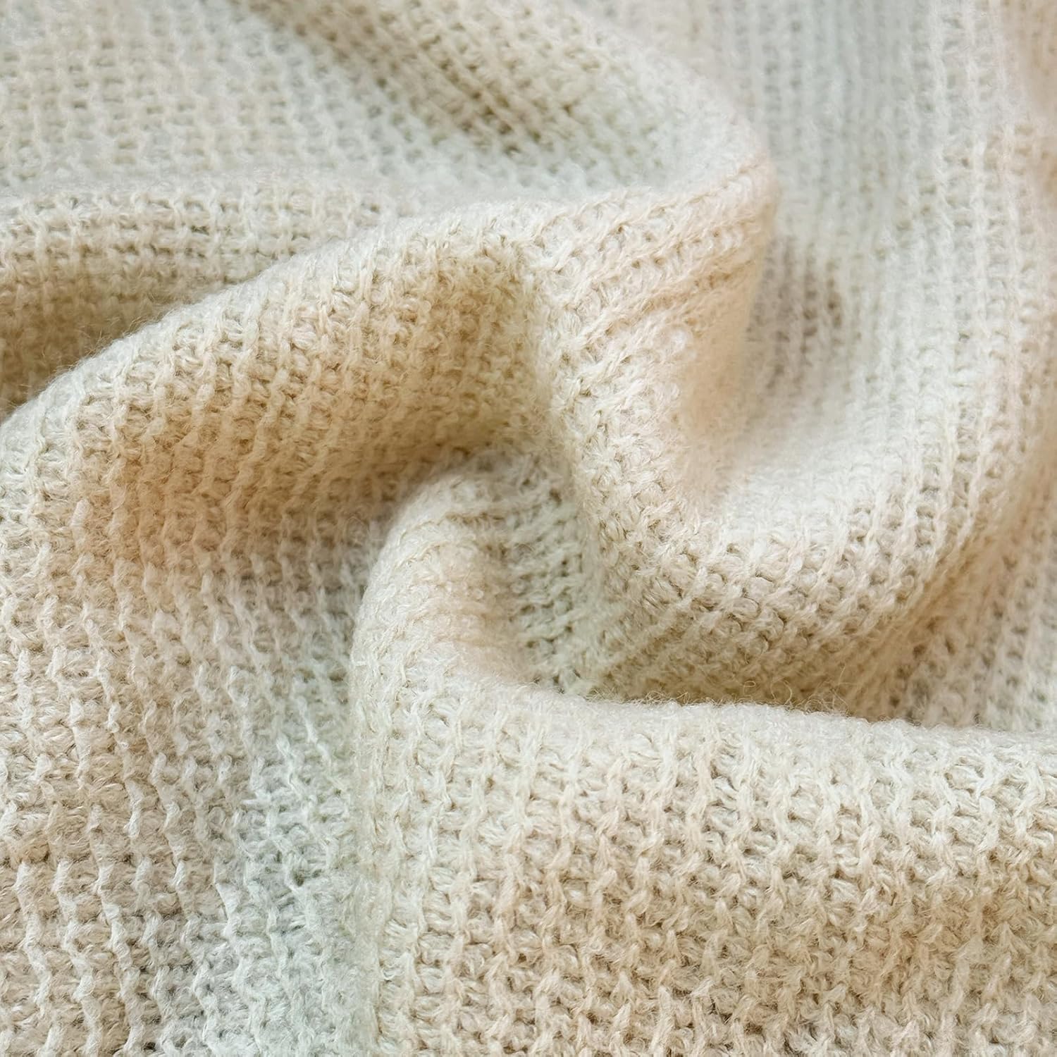 Geometry Bed Runners for Queen SizeBed Solid Beige Bed Scarf with Tassel Boho Knit BedRunner Scarves Decorative for Bedroom Home Hotel (91 x 24 Inches, 1 Piece)