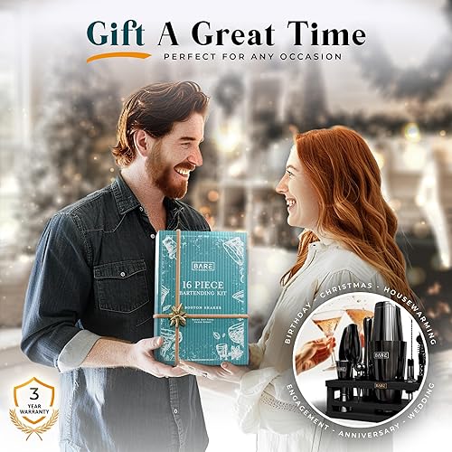 Miniatura 3 de BARE BARREL Mixology Bartender Kit Bar Set Juego de coctelera de 16 piezas Herramientas de mezcla de Martini Barware para el hogar Incluye 35