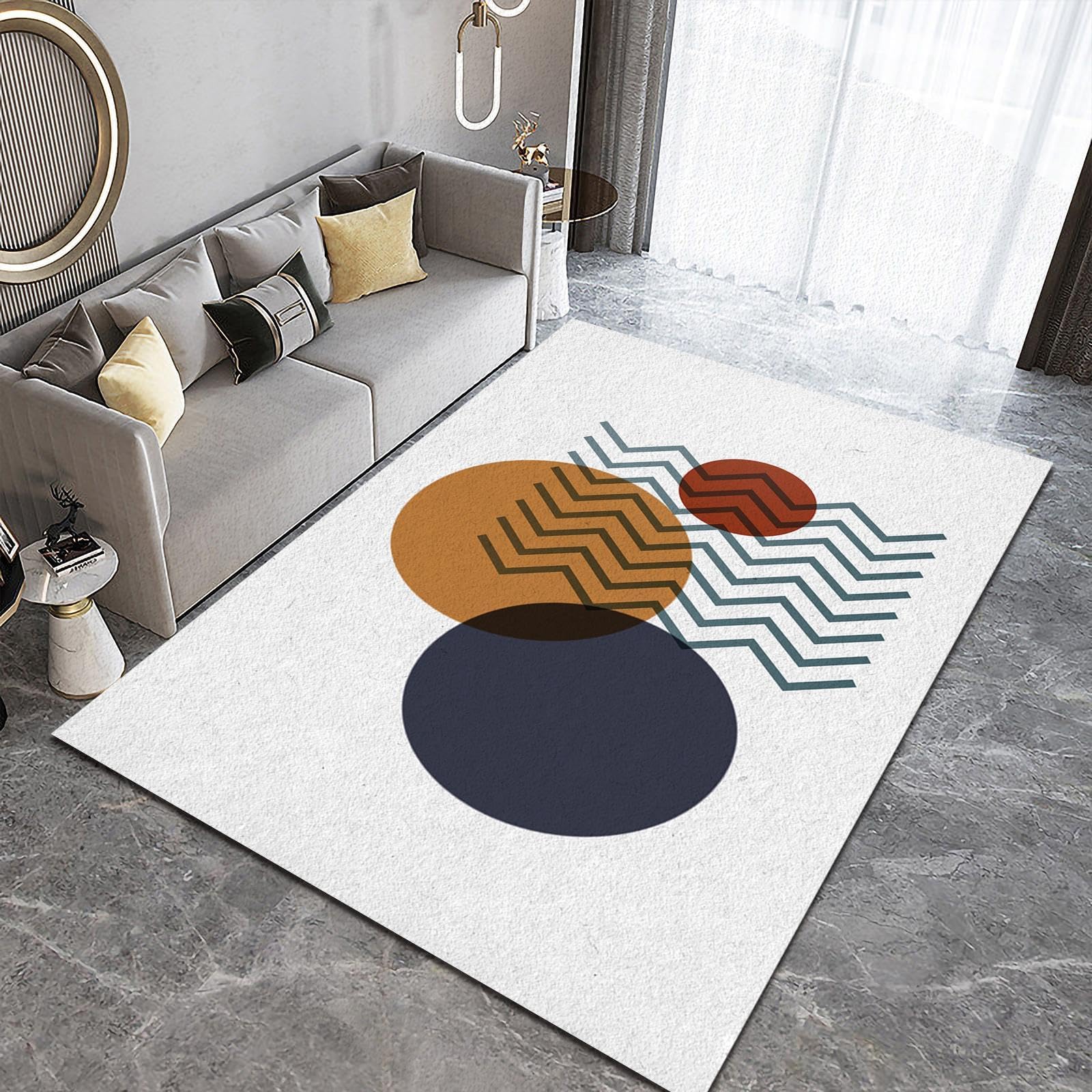 Luxury Minimalist Geometric Bedroom Rug 60x110cm Non Slip Stain Resistant Carpet for Living Room Floor Decor Red/Blue/Yellow