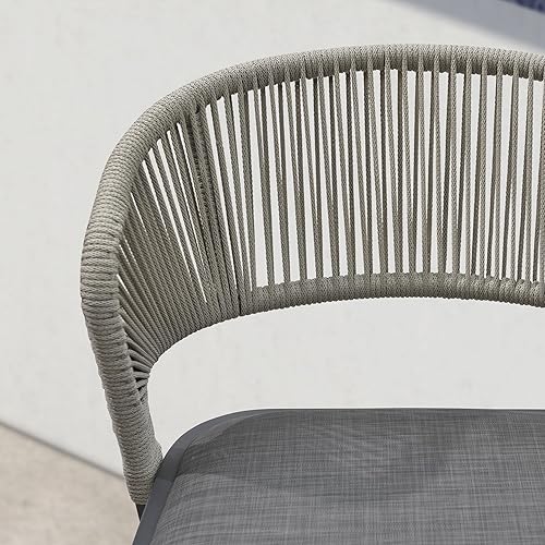 Miniatura 7 de PURPLE LEAF Juego de 2 taburetes de bar de altura de mostrador de aluminio moderno de mimbre de ratán con respaldo y cojín para cocina, césped,