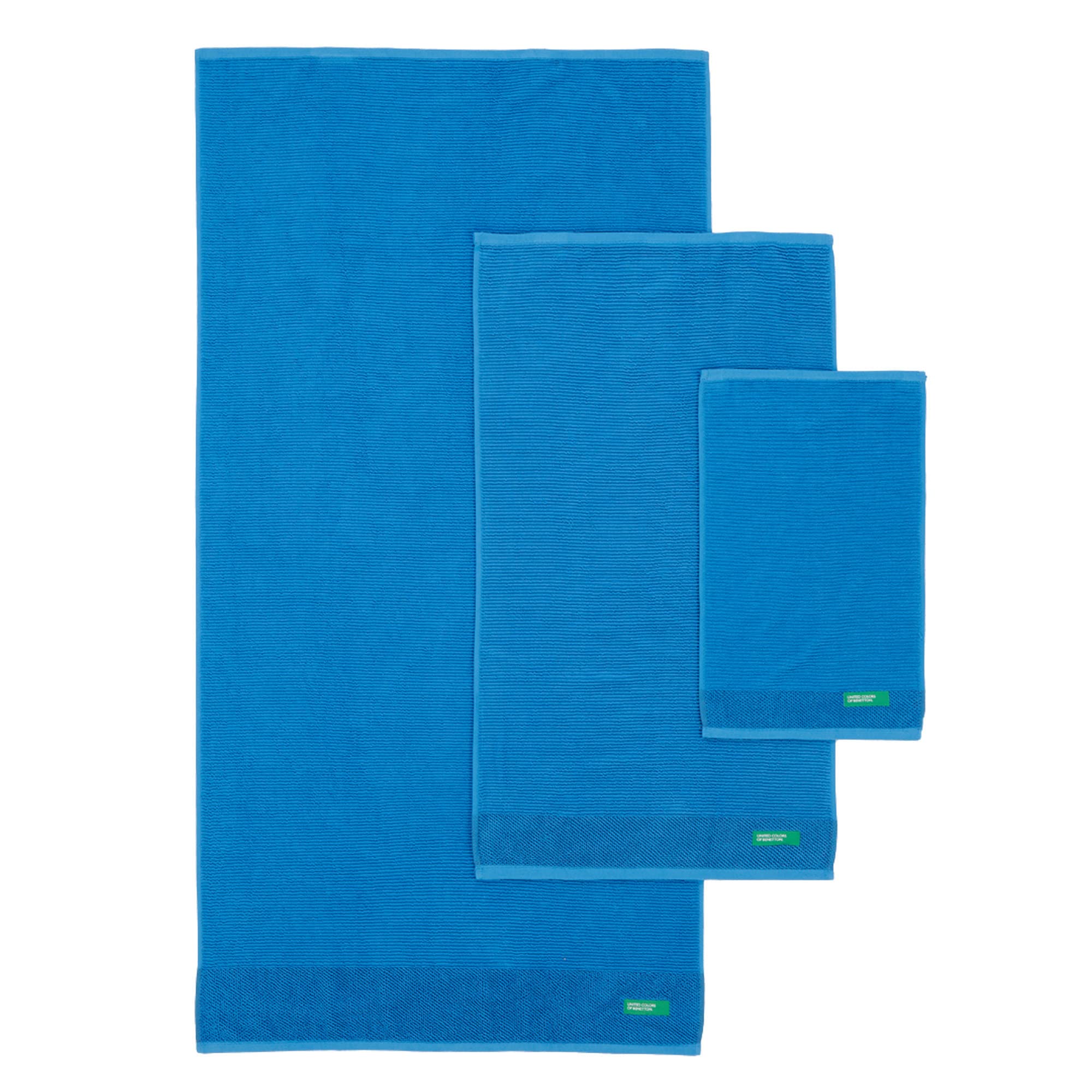 Benetton Pack de 2 - Set de 3 Toallas de Baño, Cada Uno en Color Azul y Otras en Beige
