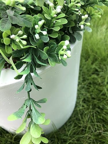 Miniatura 4 de Kante Maceta cilíndrica moderna de hormigón ligero para exteriores, diámetro de 12.9 pulgadas, blanco puro