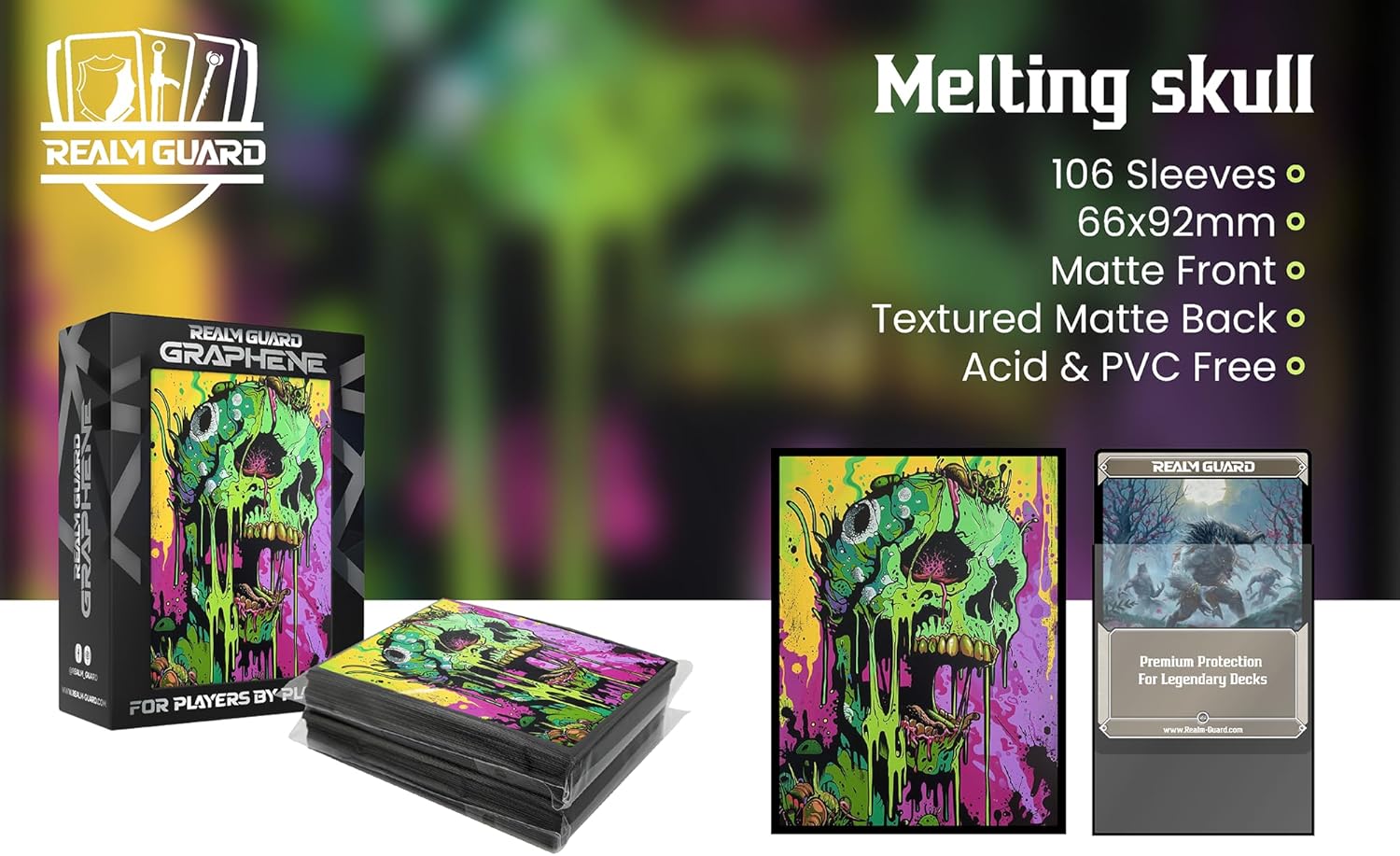 Graphene -100ct Textured Matte TCG/MTG Art Sleeves (Melting Skull)
