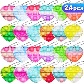 Party Favors Fidget Toysfor Kids,24 Pcs Mini Pop It Fidget Keychain Toys Sensory Toys Pop Its Keychain Bulk Toddler Toys Classroom Prizes Birthday Party Favors Gifts Goodie Bag Stuffers