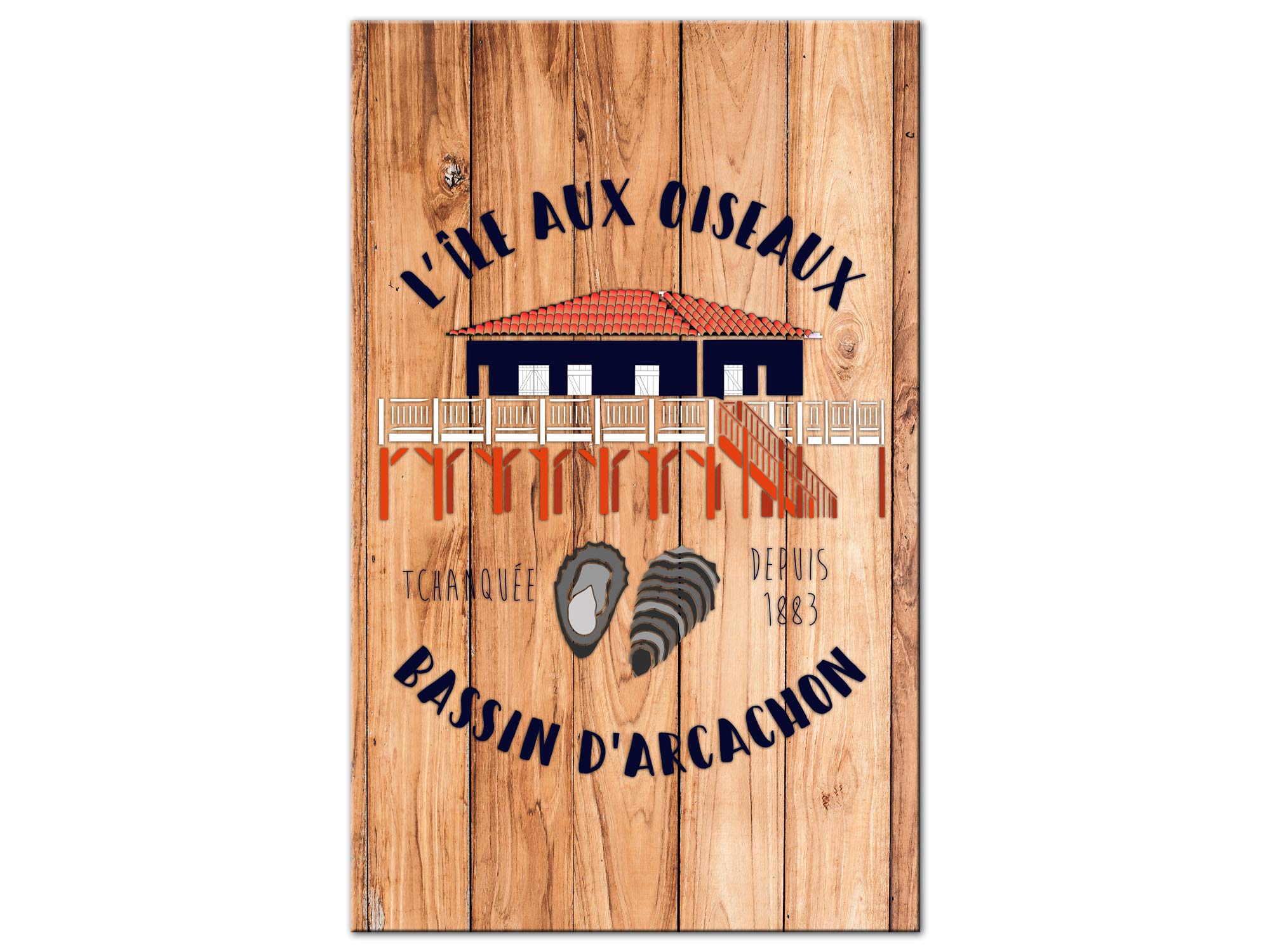 DECLINA obraz ilustracja wyspa ptaków staw arcachon, obraz dekoracyjny, obraz ścienny, plakat ilustrowany, 50x80 cm