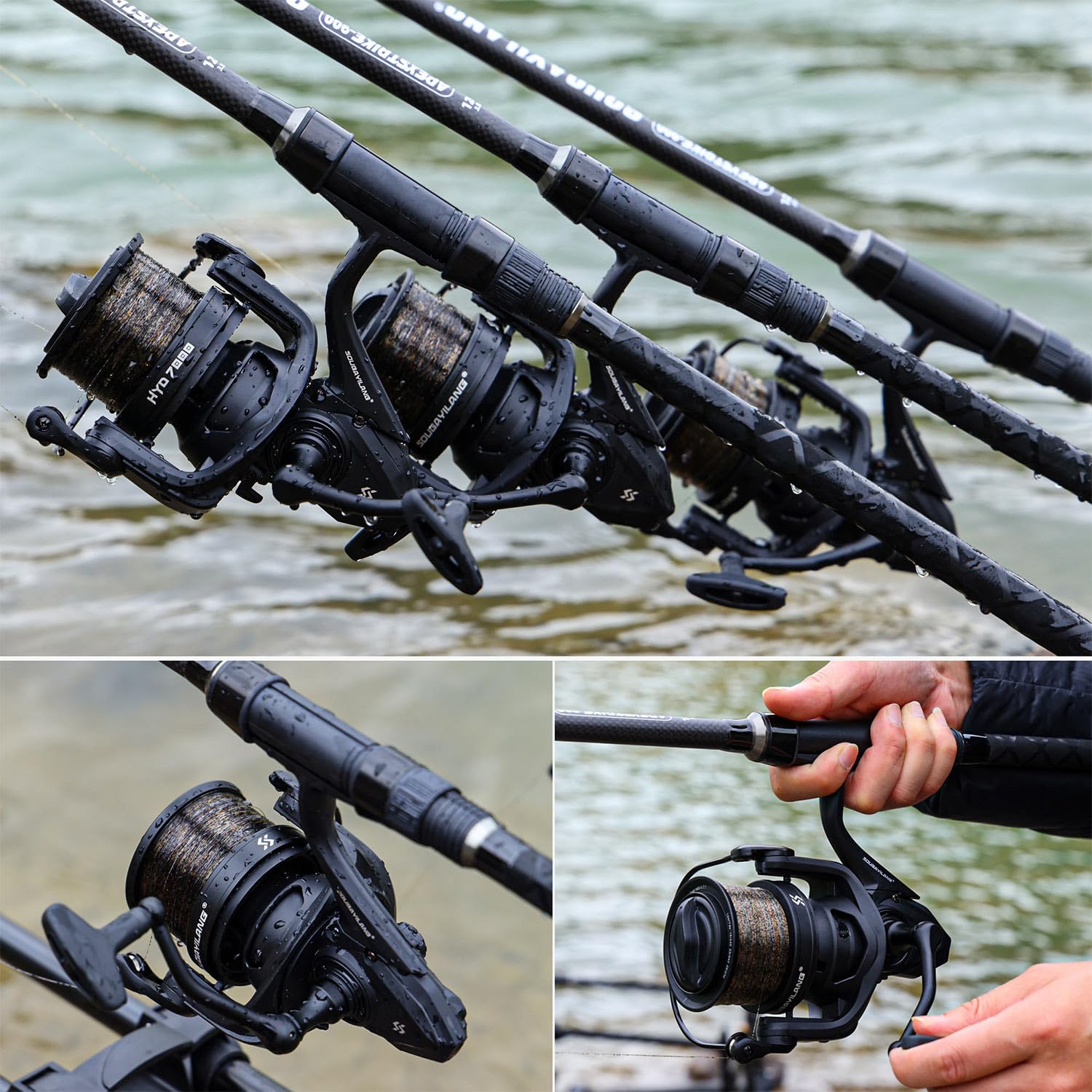 Sougayilang Mulinello per pesca alla carpa, bobina da pesca da 94 cm, bobina in alluminio, sistema di frenatura rapida, 6 + 1 cuscinetto a sfera, traduzione 4,7:1, design leggero per pesca alla carpa