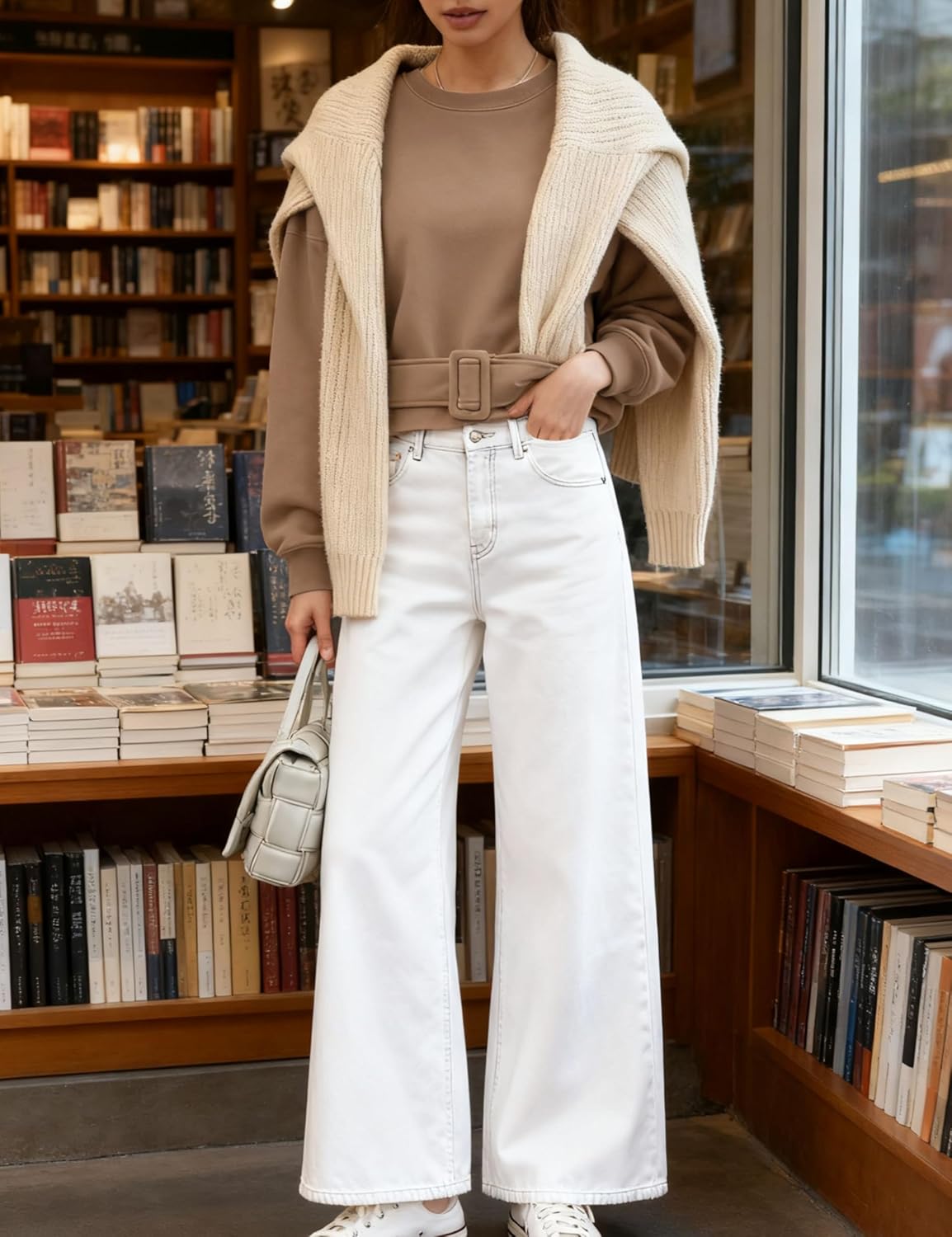 Womens Long Sleeves Cropped Sweatshirts Belted Lace Up Tops Crewneck Y2K Pullover 2025 Fall Outfit - Image 5