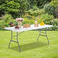 Vista 2 de Nightcore - Mesa plegable de 6 pies, para interiores y exteriores, portátil, para picnic, fiesta, comedor, mesa de campamento con esquinas