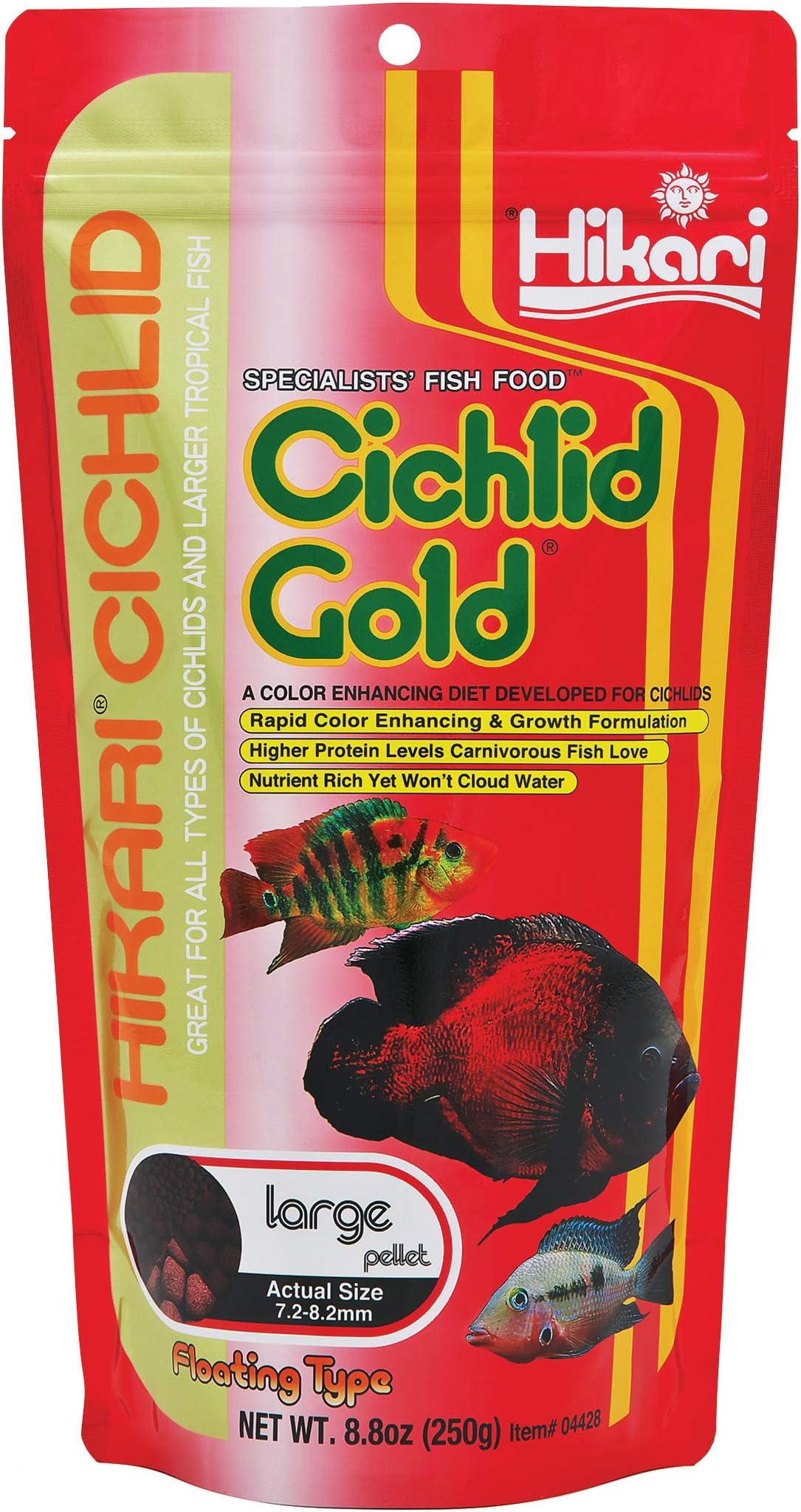 8.8-Ounce Cichlid Gold Floating Pellets for Pets, Lar