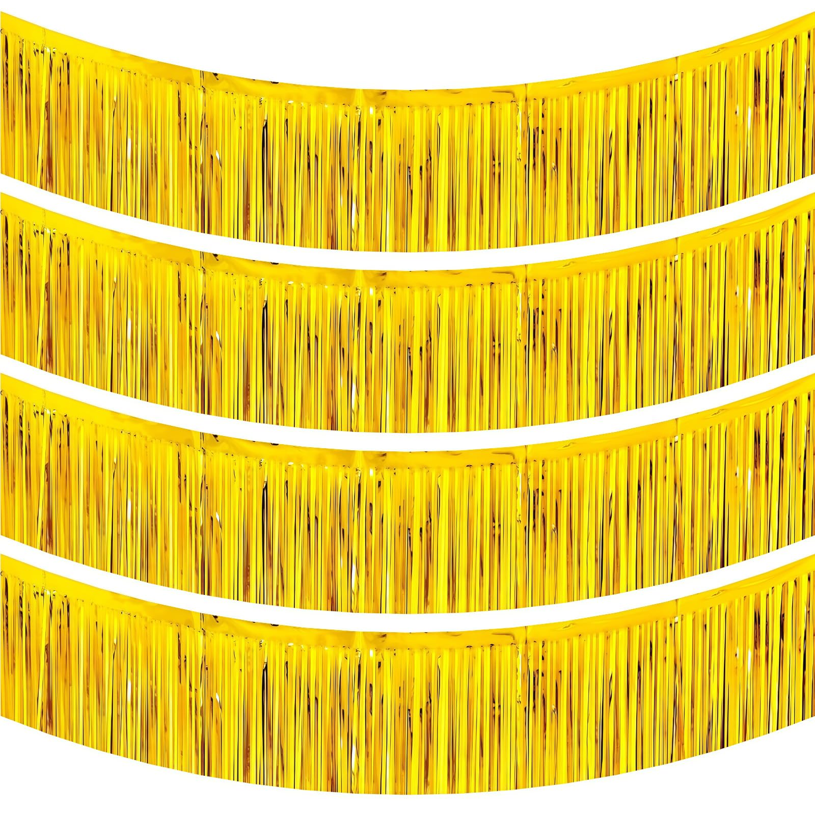 4Pcs 10ft Foil Fringe Garland Gold Tassels Metallic Tinsel Curtain Sparkly Tinsel Fringing Wall Hanging Foil Fringe Garland Banners Party Backdrop Streamers for Car Parade Floats Wedding Birthday
