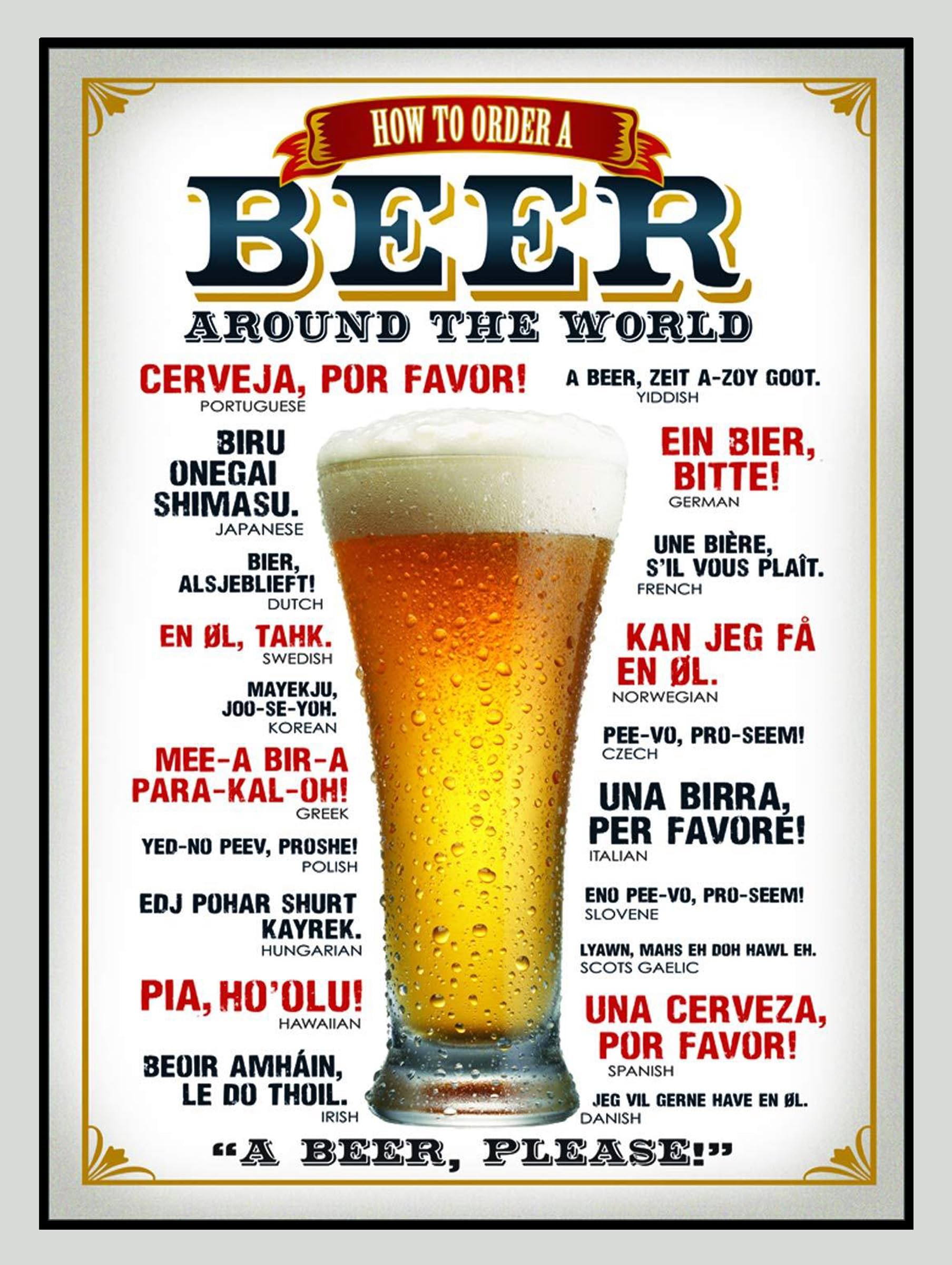 Metal Sign Plaque Print Poster Beer Around The World Gift Dad Man Cave Shed Home Bar Ref12634 (10x8 inches (Approx) 25cmx20cm) — image 1