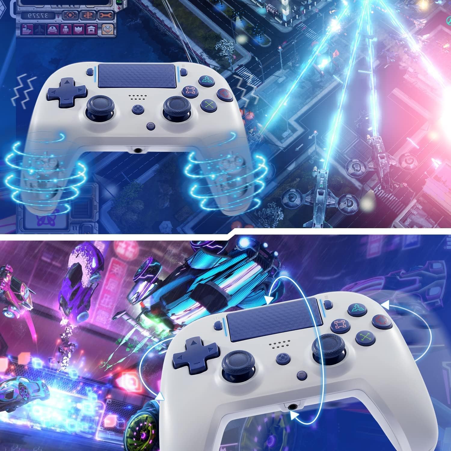 Replacement for Scuf PS4 Controller, TOPAD Ares Programmable Elite Wireless Gamepad for Playstation 4, Dual Vibration Game Remote w/Turbo & Custom Mapping Paddles, for PS4/ Pro/Slim/PC/Phone White